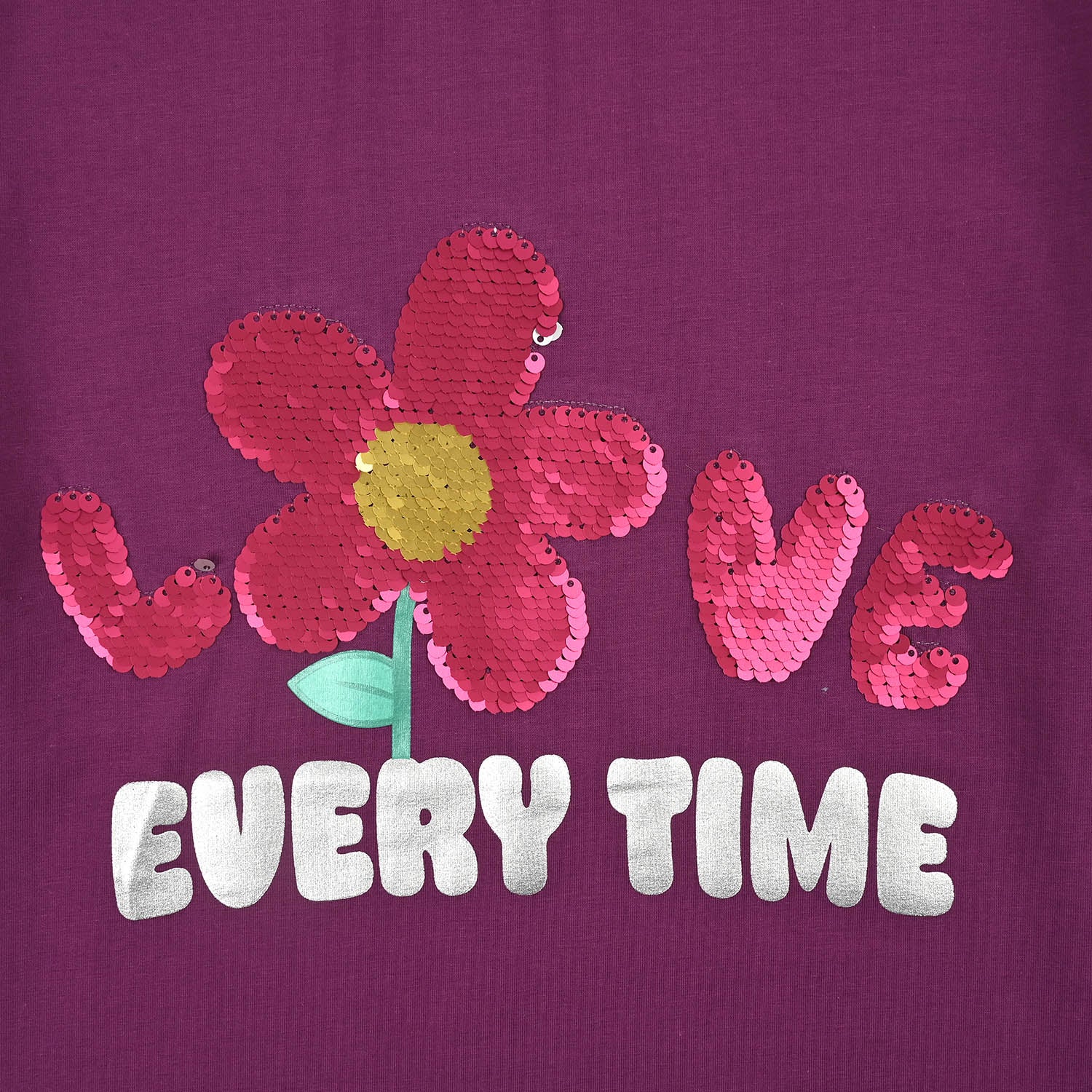 Girls Lycra Jersey T-Shirt Love-Purple - Image 5