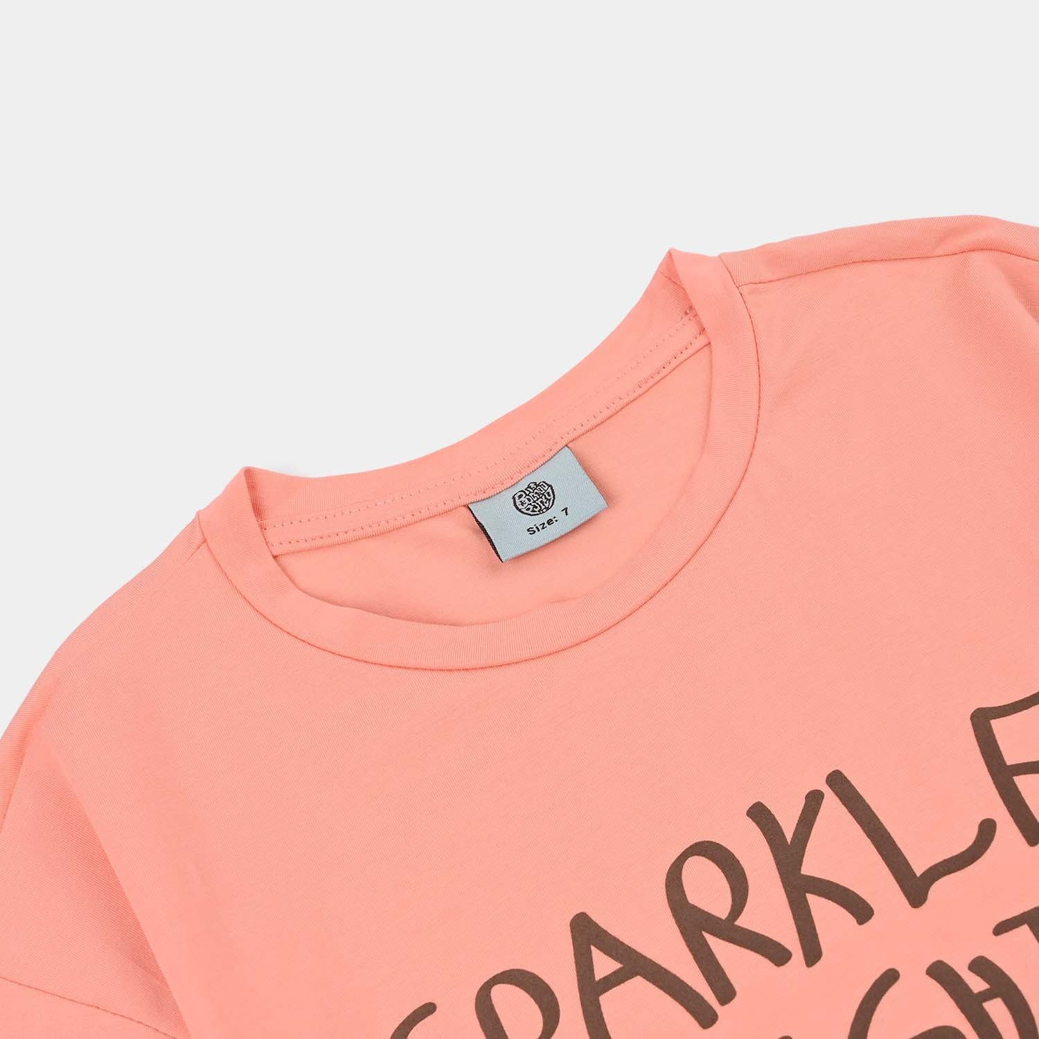 Girls Lycra Jersey T-Shirt Sparkle-D.PINK - Image 2