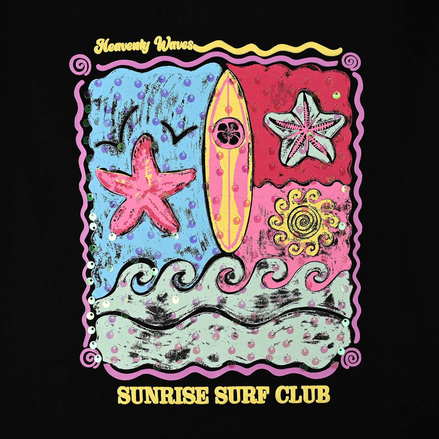 Girls Lycra Jersey T-Shirt Surf Club-BLACK - Image 3