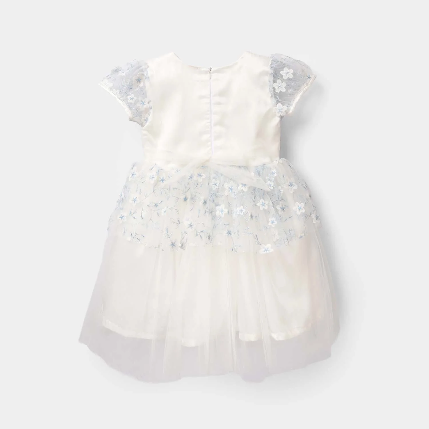 Girls Net Fancy Frock - White - Image 4