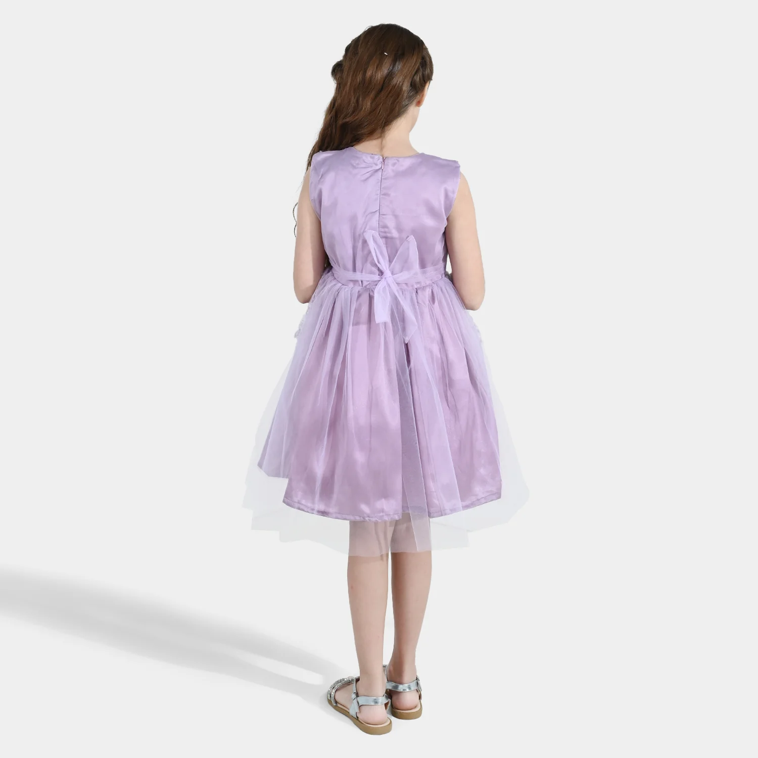 Girls Net Fancy Frock - Purple - Image 6