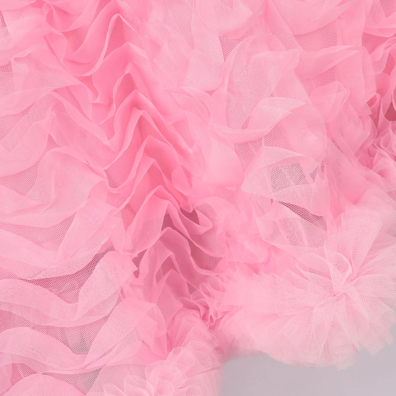 Girls Net Fancy Frock (Swirl) - Pink - Image 3