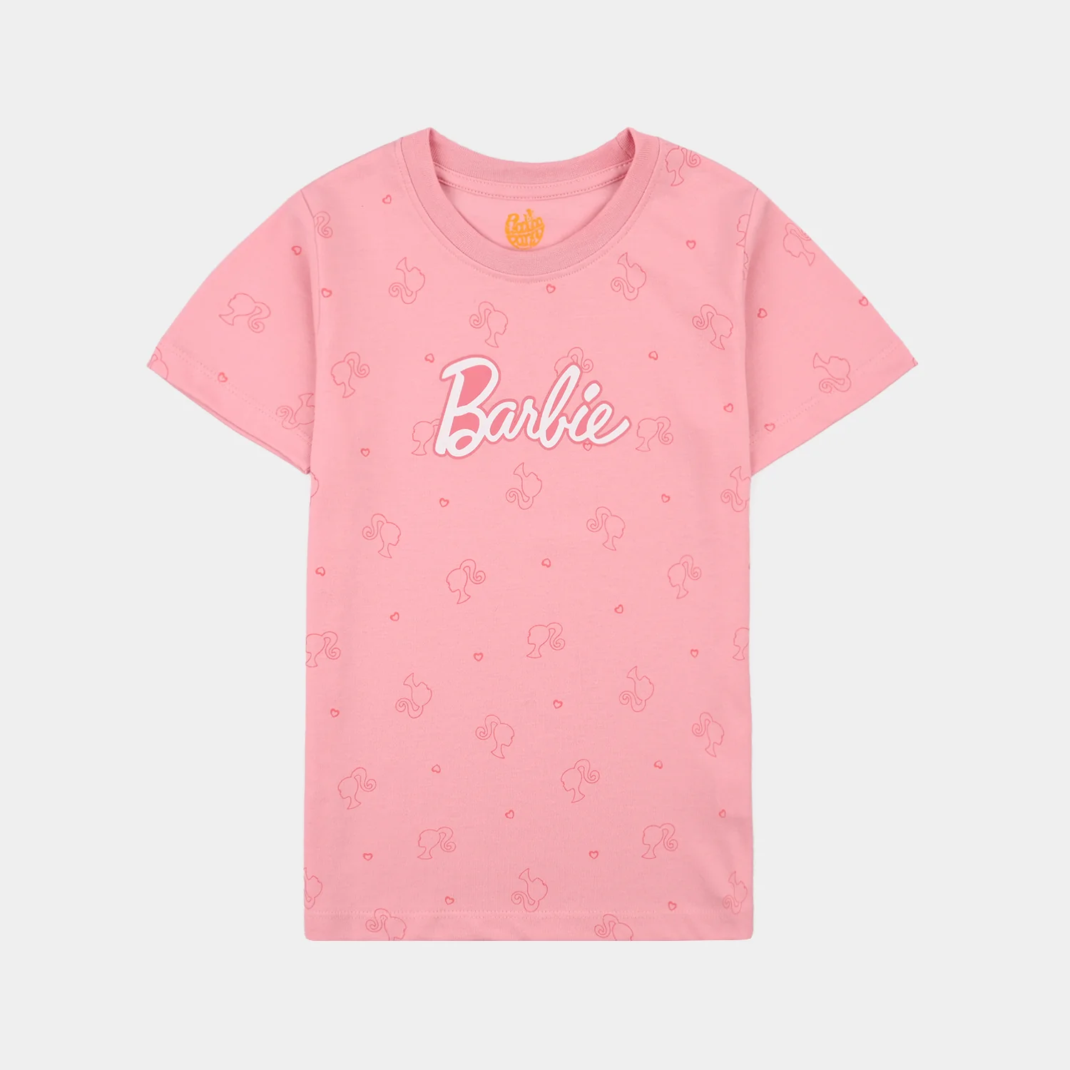 Girls Poly Cotton Jersey Night Suit- Pink - Image 2