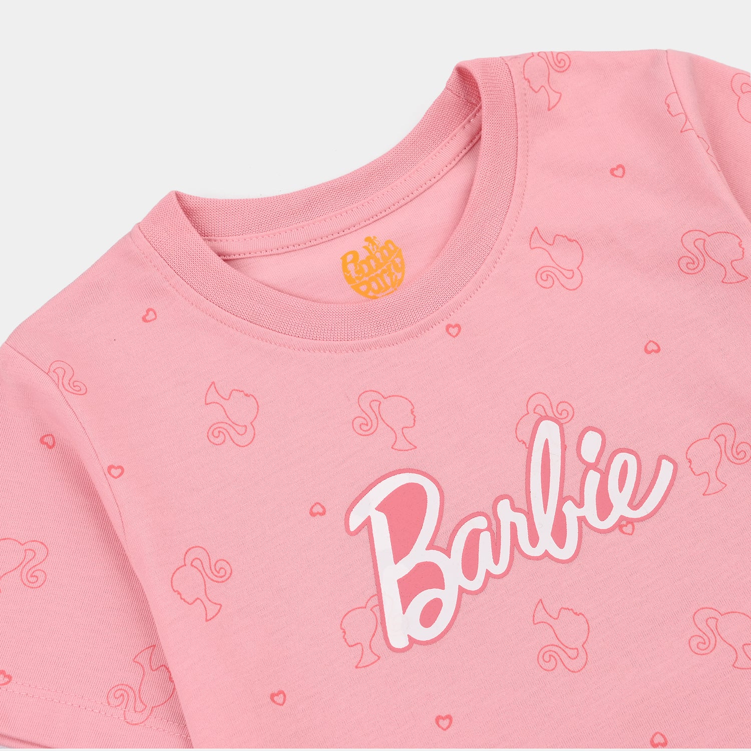 Girls Poly Cotton Jersey Night Suit- Pink - Image 3