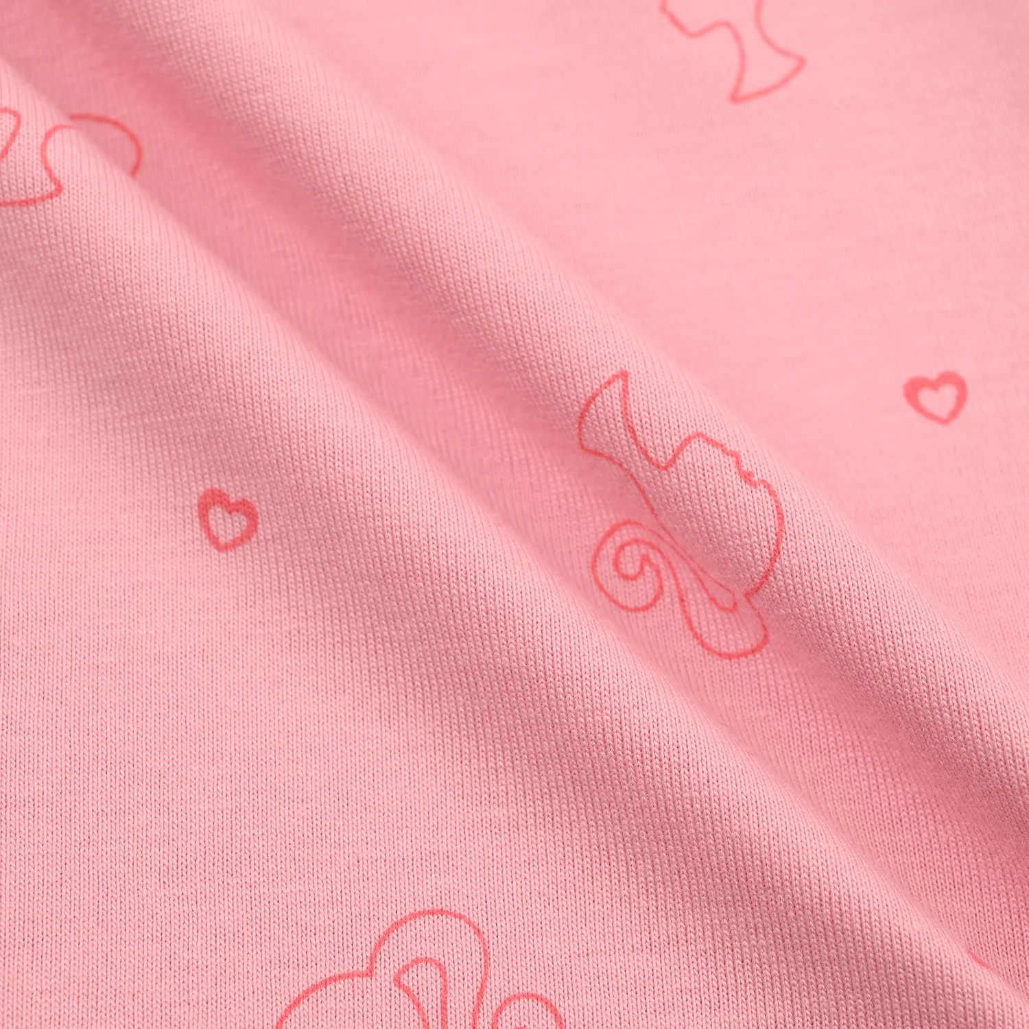 Girls Poly Cotton Jersey Night Suit- Pink - Image 4