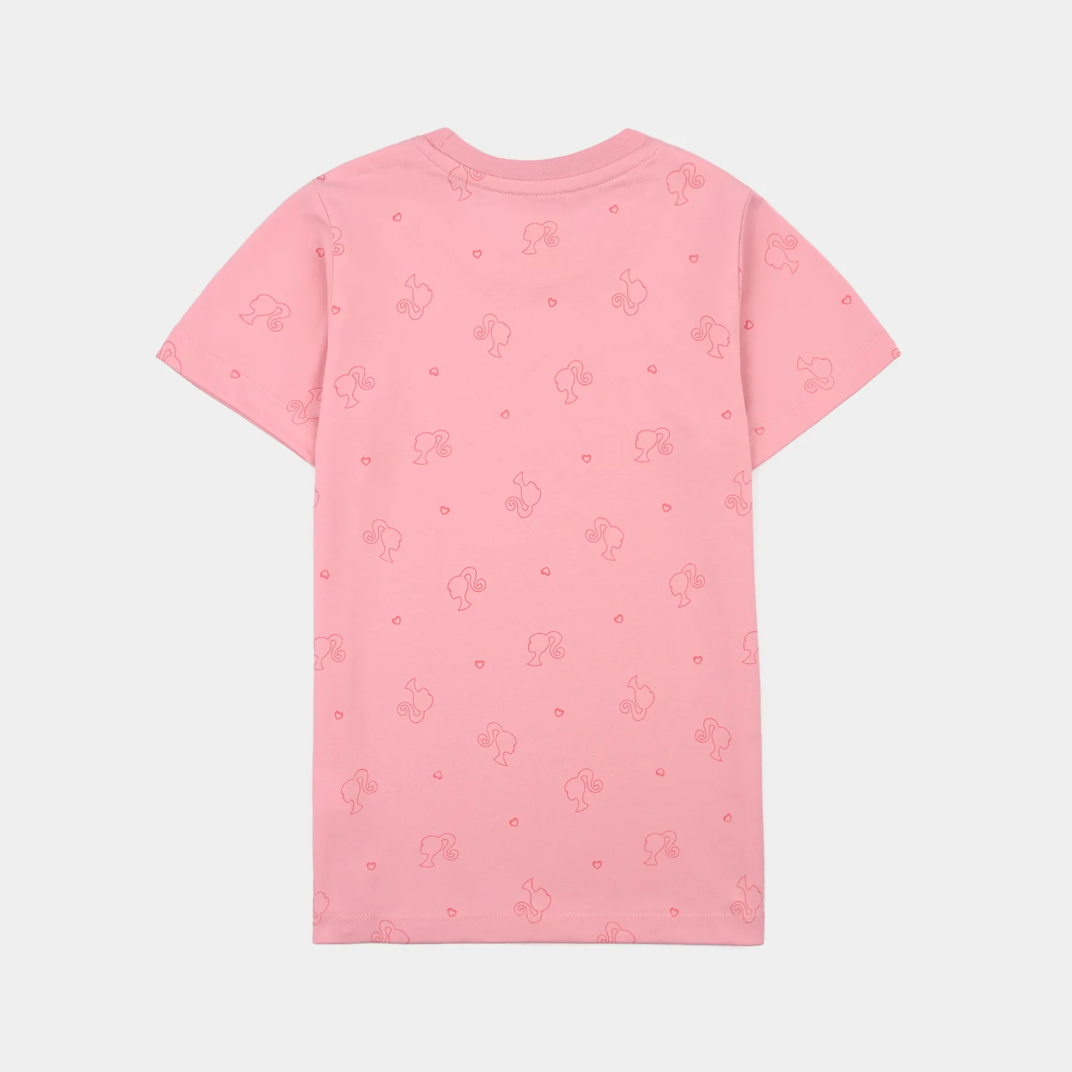 Girls Poly Cotton Jersey Night Suit- Pink - Image 5