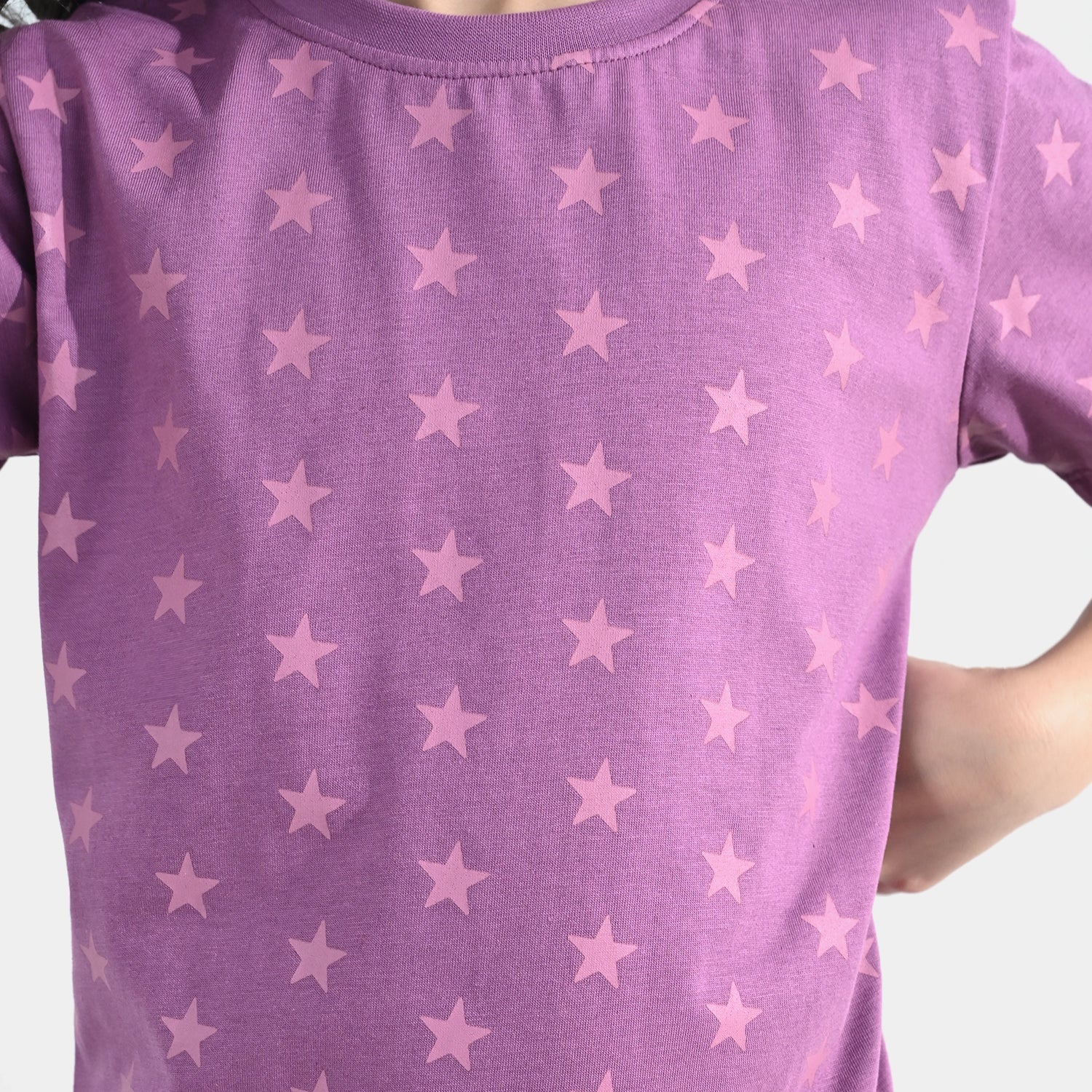 Girls PC Jersey Night Suit stars - Purple - Image 4