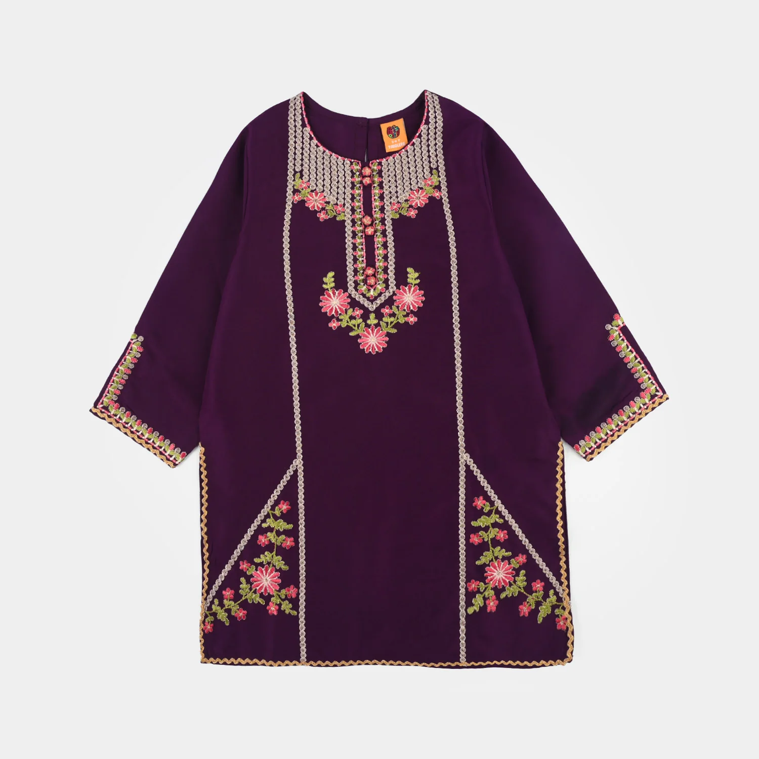 Girls Poly Cambric 3-Piece Set (Rang Saaz) - Purple - Image 6