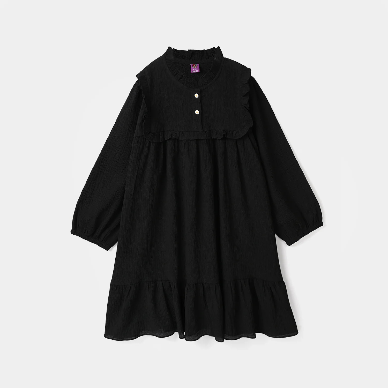Girls Poly Cambric Casual Frock – Black - Image 3