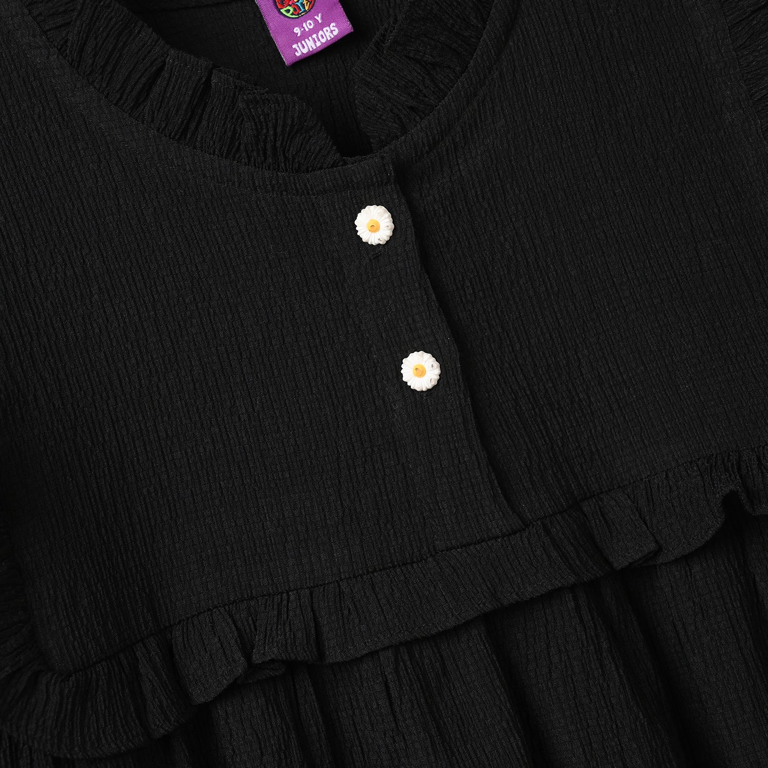 Girls Poly Cambric Casual Frock – Black - Image 4