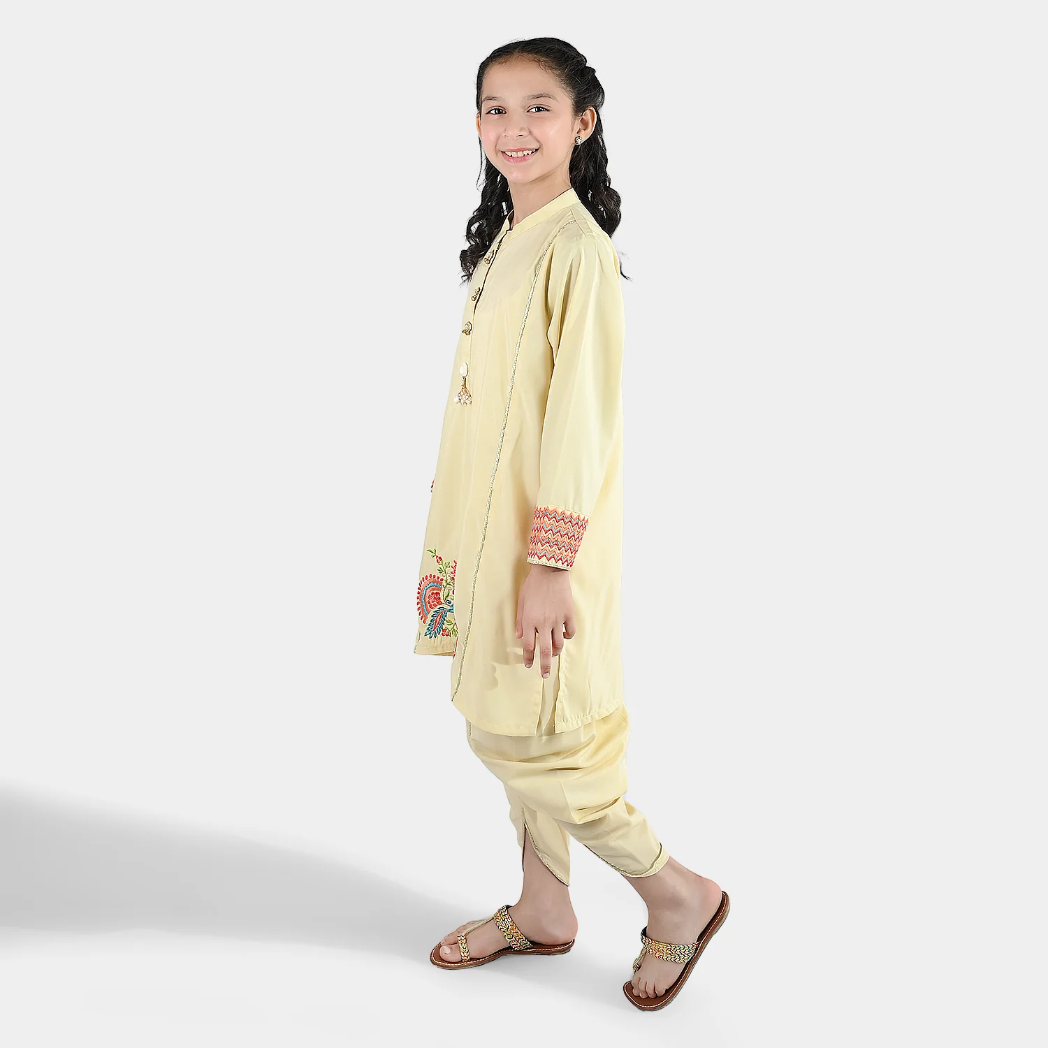 Girls poly cambric Emb 2Pcs Dilkash-Cream - Image 2
