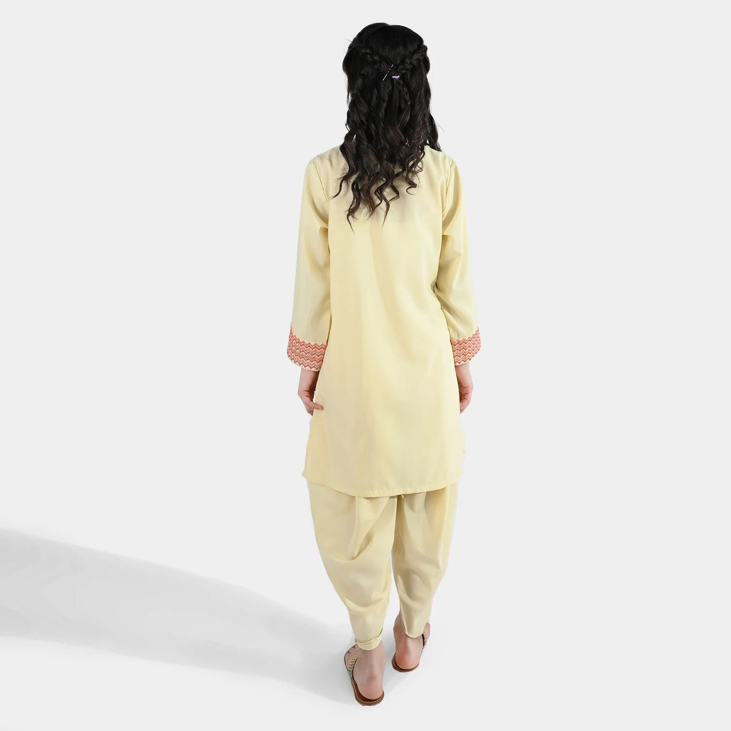 Girls poly cambric Emb 2Pcs Dilkash-Cream - Image 5