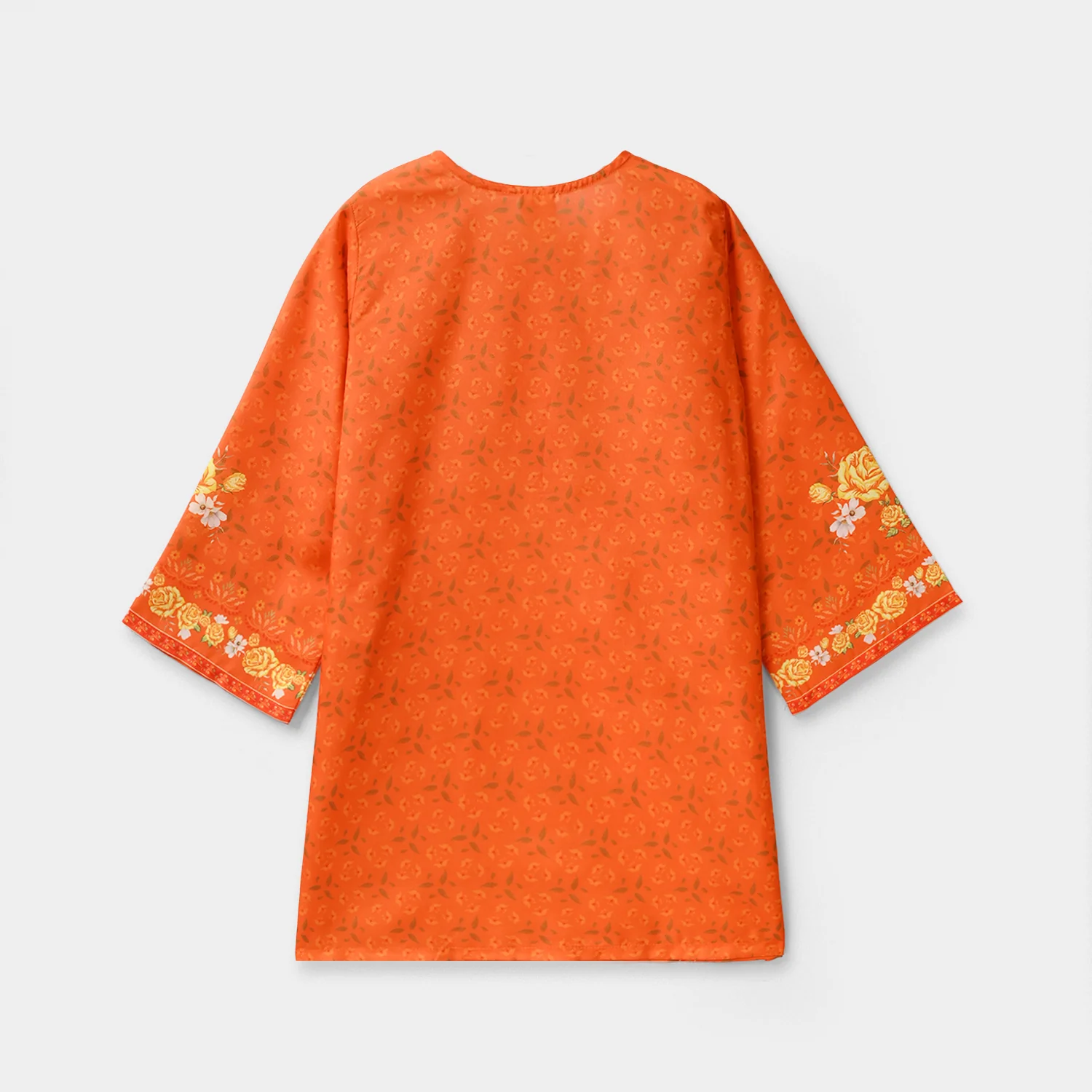 Girls Poly Cambric Printed Kurti - Orange - Image 8