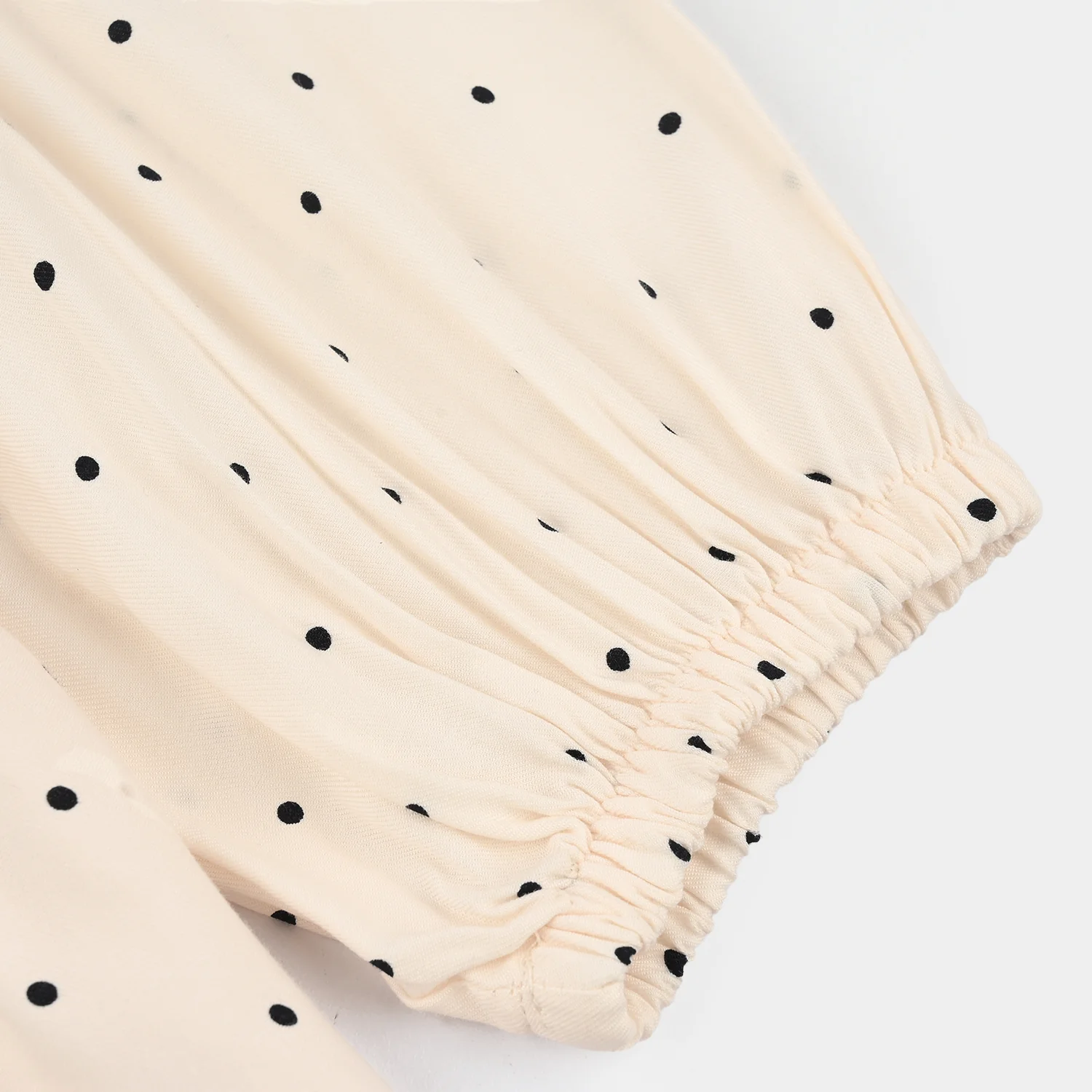 Girls Poly Cotton Casual Top Polka Dot- Off WHITE - Image 2