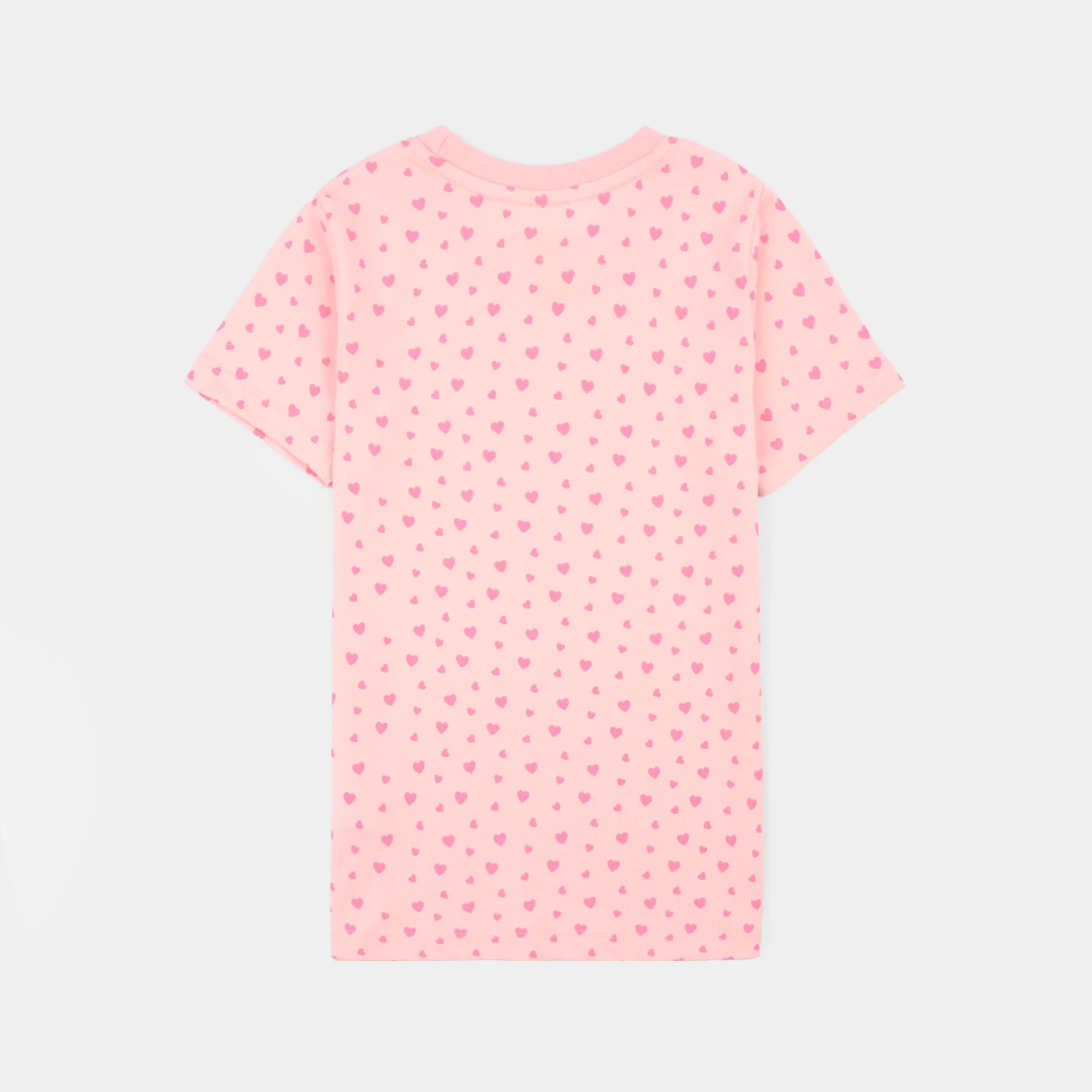 Girls Poly Cotton Jersey Night Suit HEARTS-Pink - Image 4