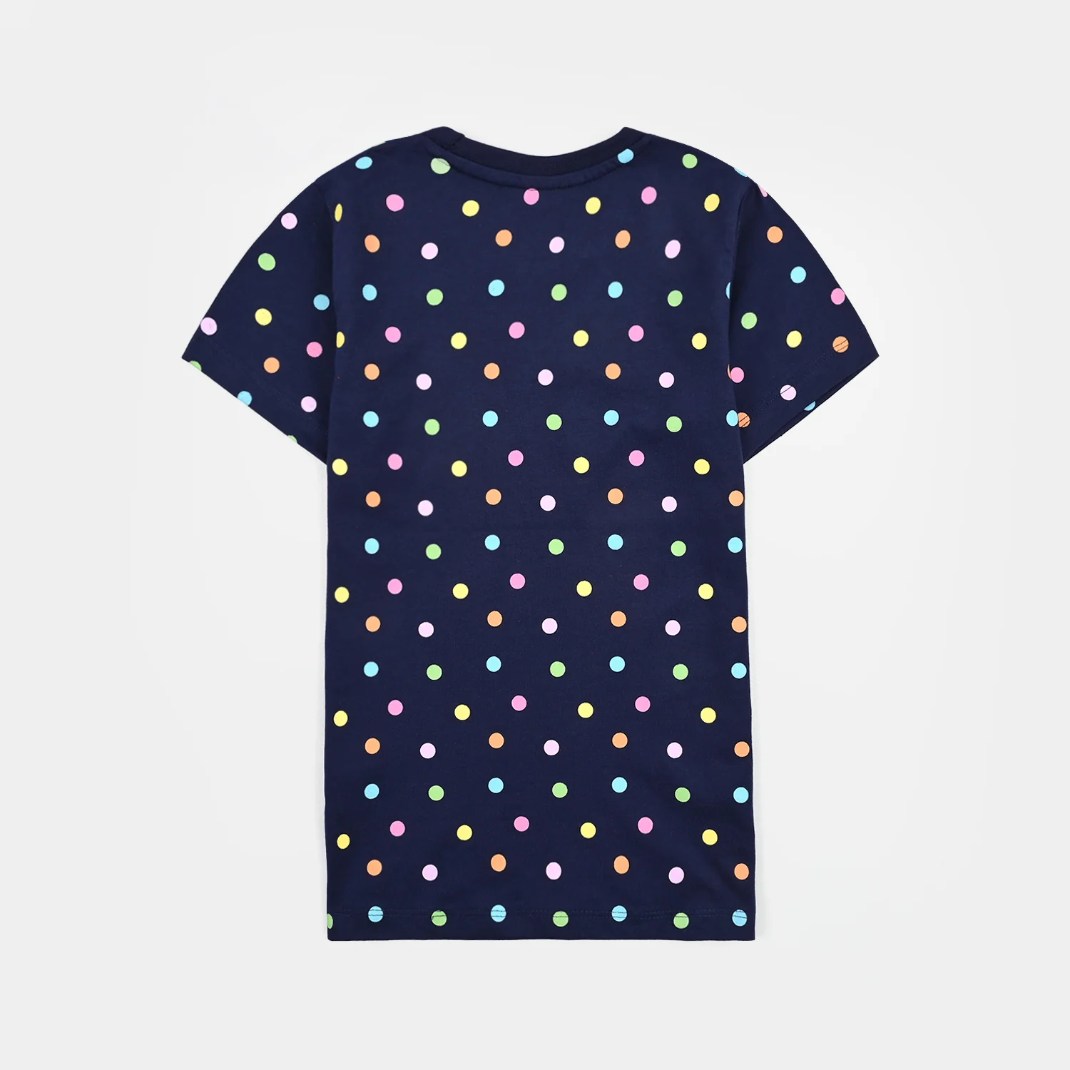 Girls Poly Cotton Jersey Night Suit POLKA DOTS-Navy Blue - Image 5