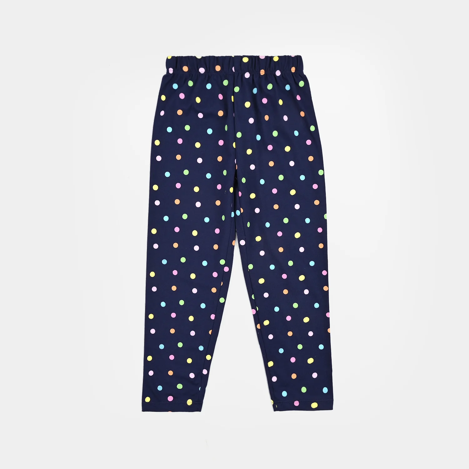 Girls Poly Cotton Jersey Night Suit POLKA DOTS-Navy Blue - Image 6