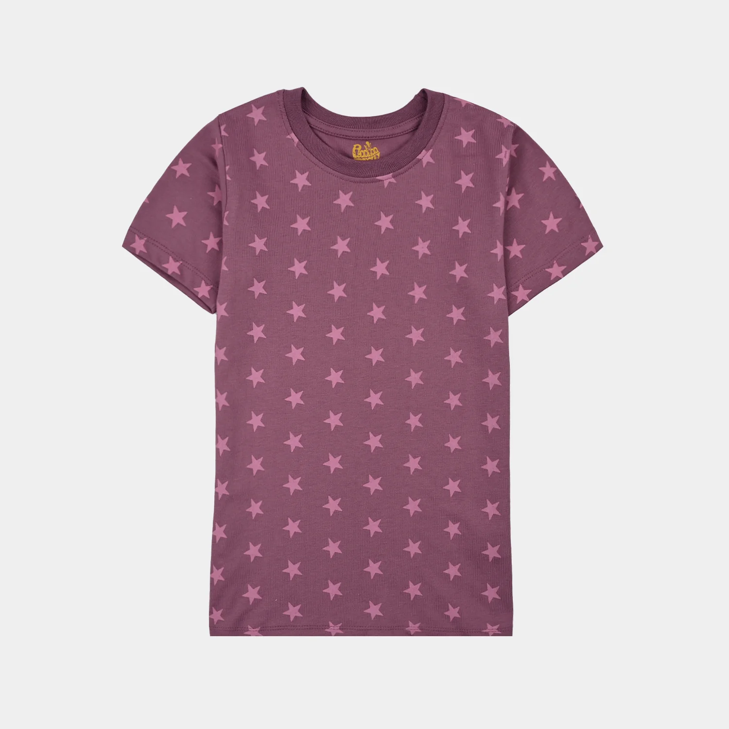 Girls Poly Cotton Jersey Night Suit stars-Purple - Image 2
