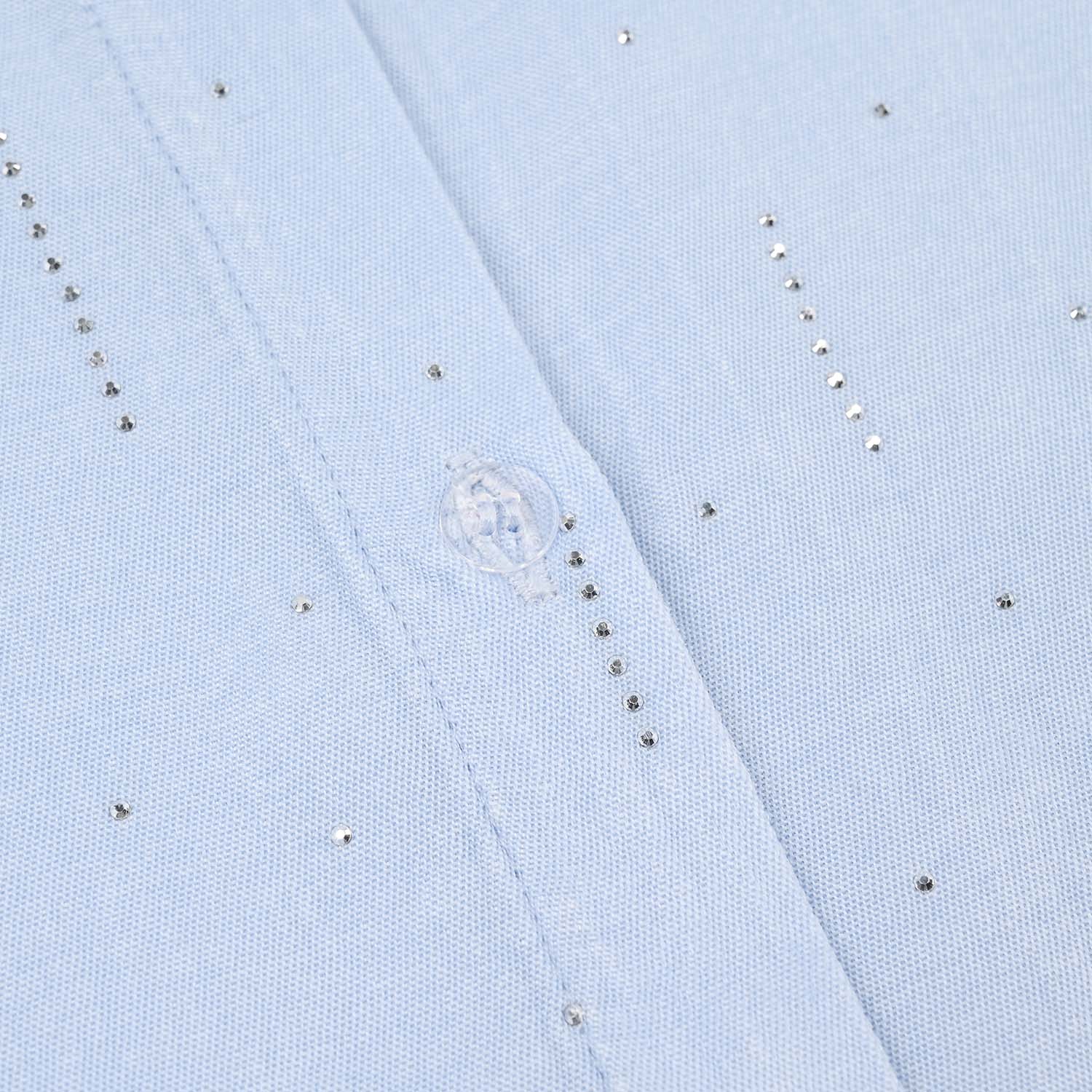 Girls Poly Crinkle Casual Top (Sky Studs) - Sky Blue - Image 3