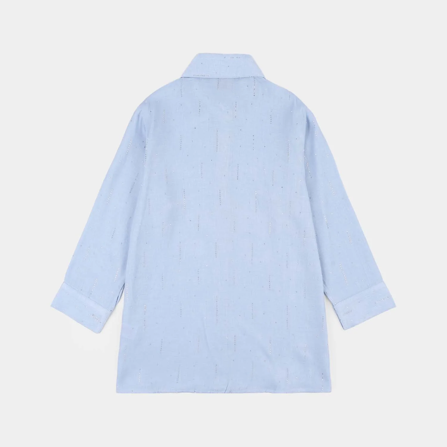 Girls Poly Crinkle Casual Top (Sky Studs) - Sky Blue - Image 4
