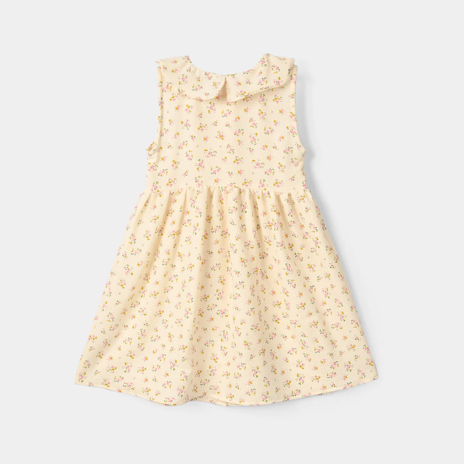 Girls Poly Crinkle Casual Frock (Crinkles) - Off White - Image 3