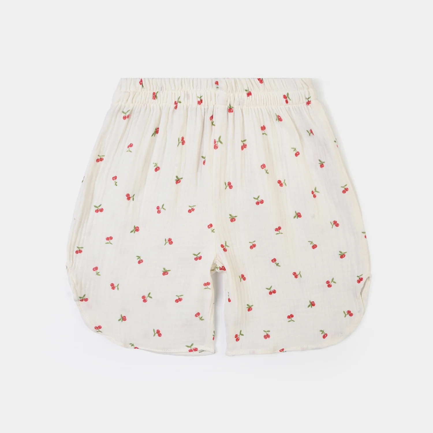 Girls Poly Crinkle Casual Short Pery-White
