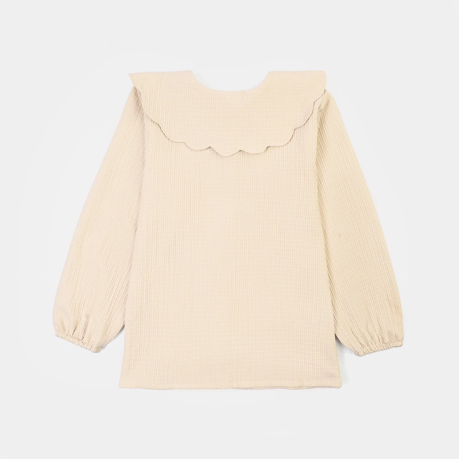 Girls Poly Crinkle Casual Top Sea Mist-BEIGE - Image 4