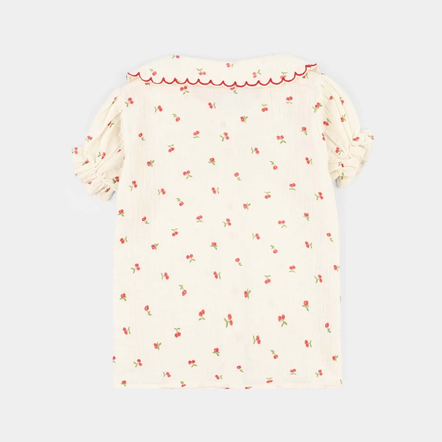 Girls Poly Crinkle Emb Top Pery-White - Image 4