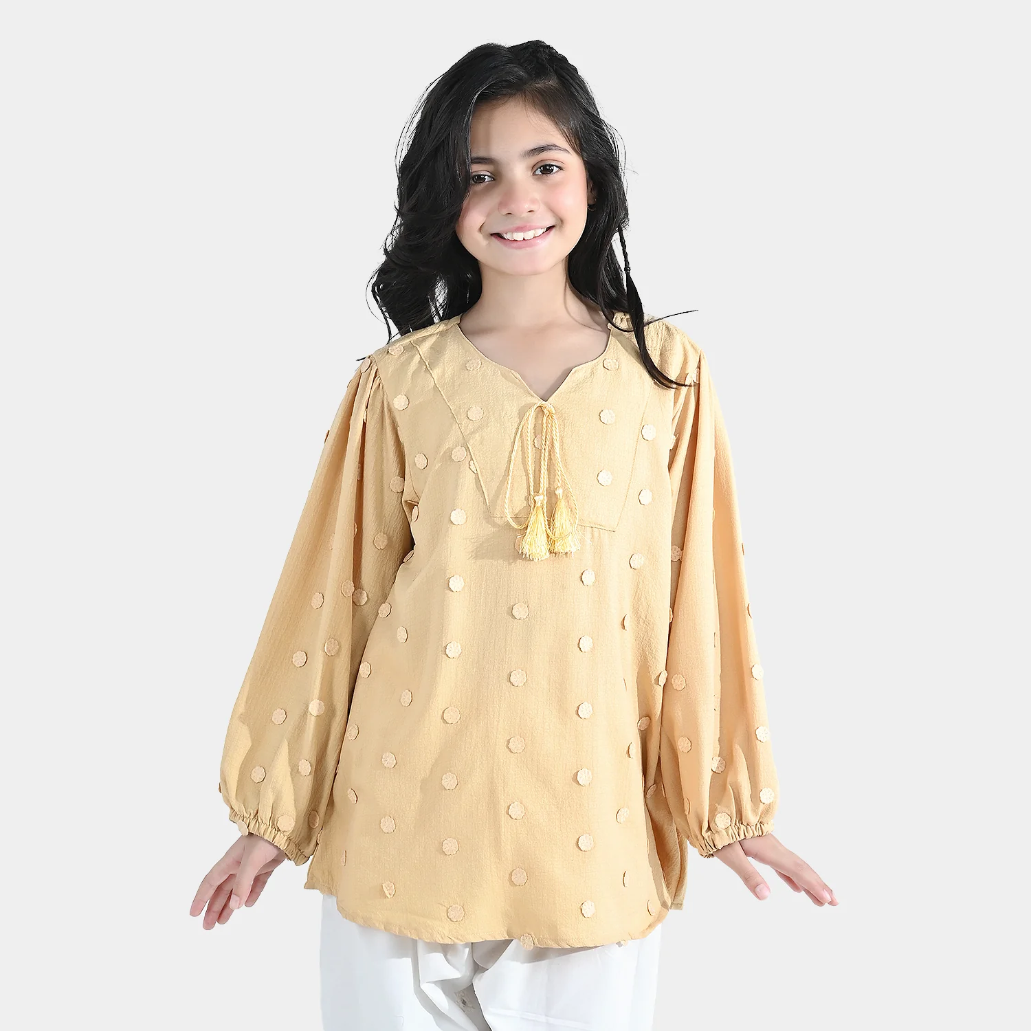 Girls Poly Crinkle Top (Fairy) – Yellow