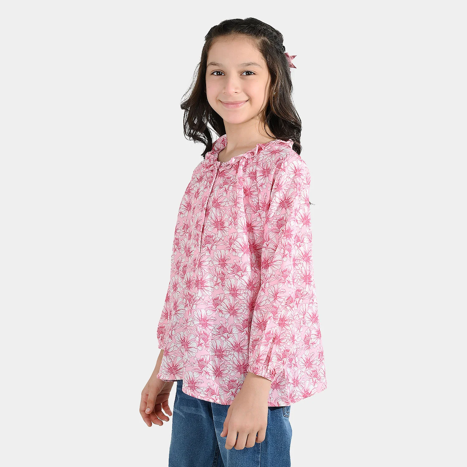 Girls Poly Lawn Casual Top Flamingo-Pink - Image 6