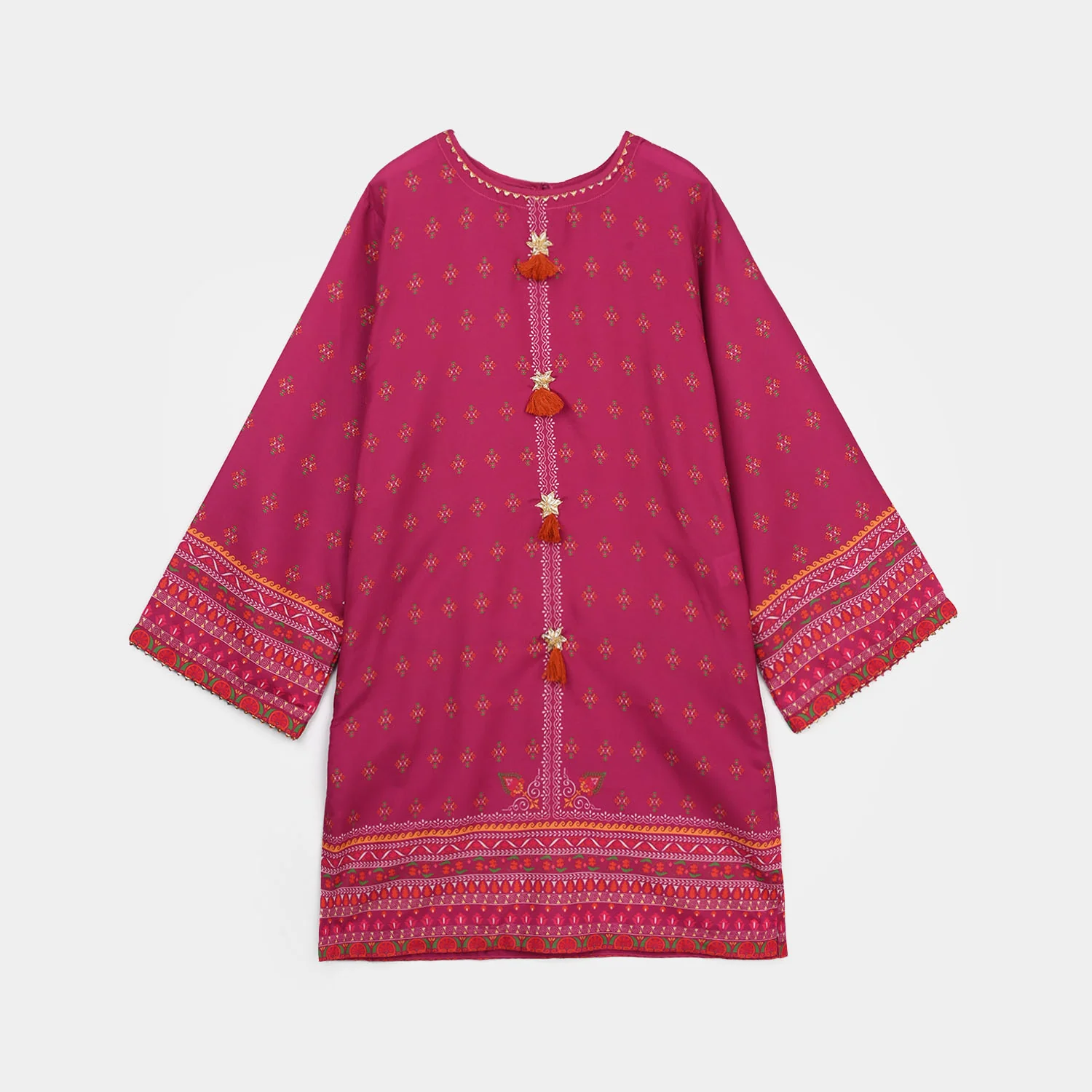Girls Poly Mesh Printed 2Pcs - Magenta - Image 8
