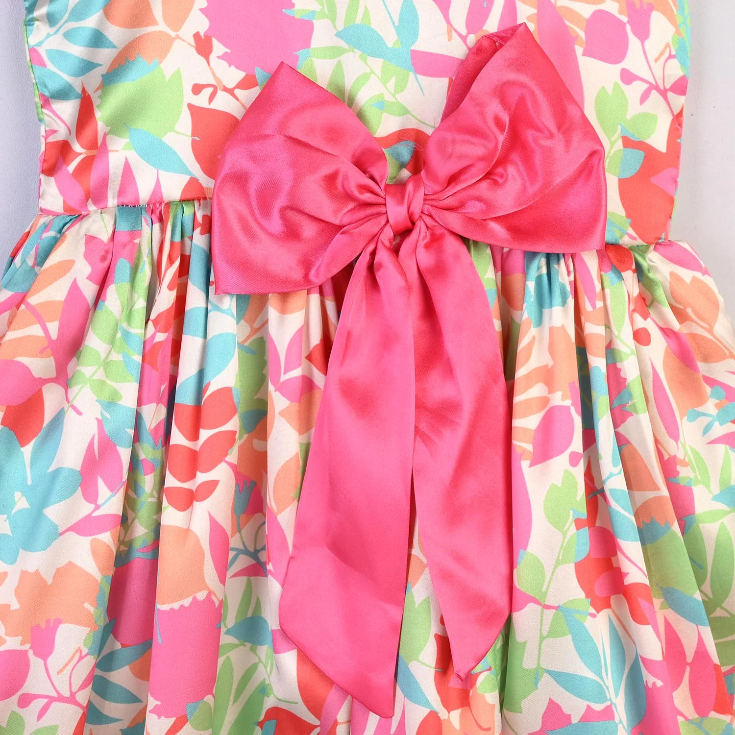 Girls Poly Satin Fancy Frock Multi-Multi - Image 2