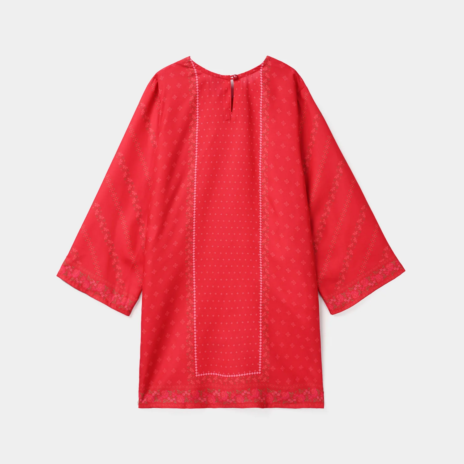 Girls Poly Twill Printed Kurti - Shocking Pink - Image 8