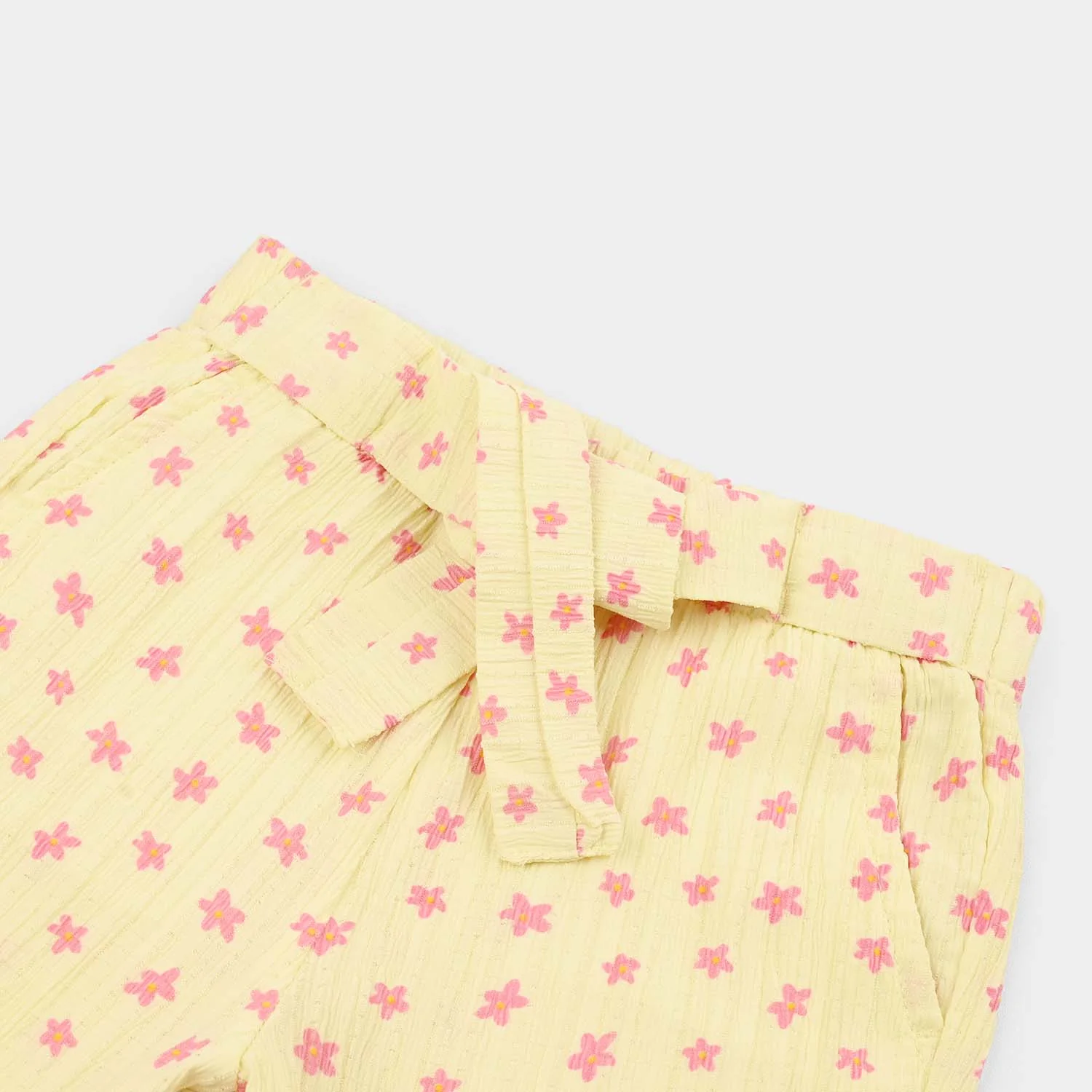 Girls Poly Twill SHORT FLOWER-Yellow - Image 2