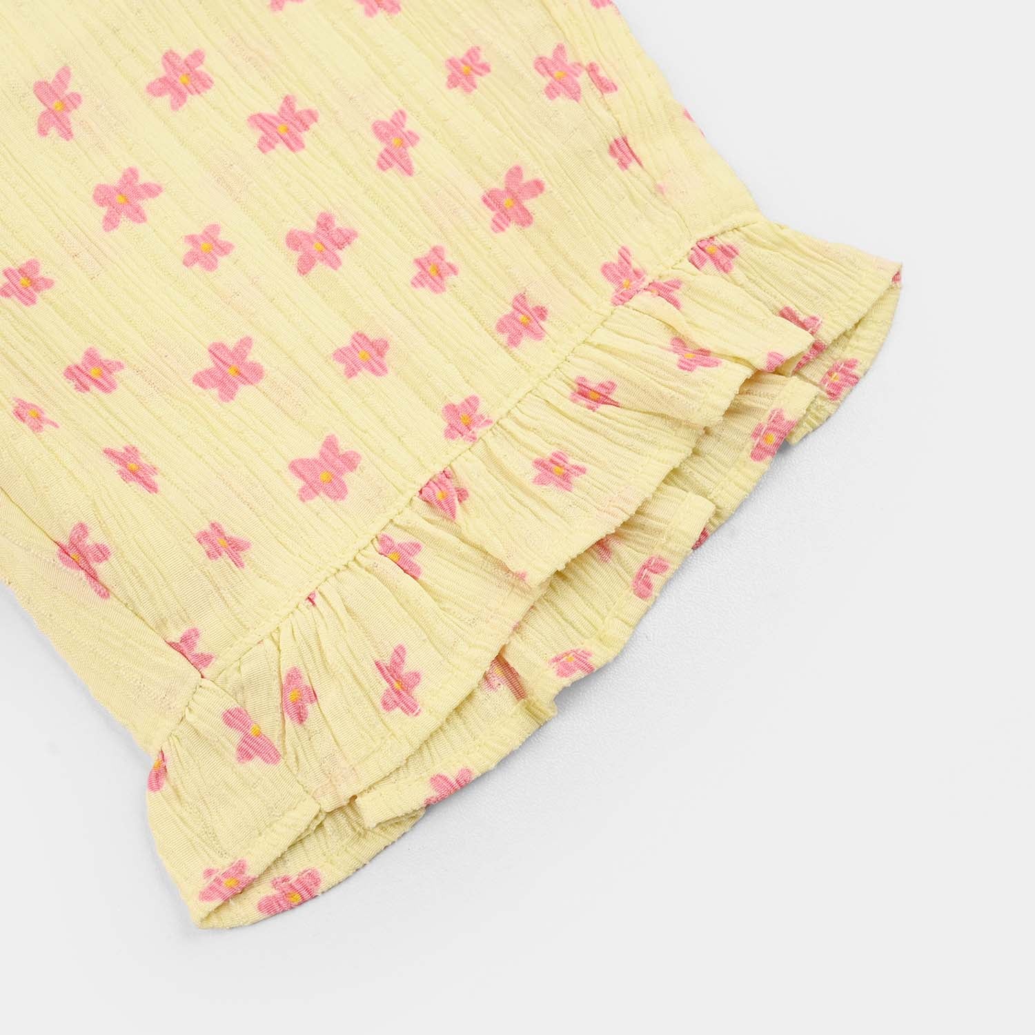 Girls Poly Twill SHORT FLOWER-Yellow - Image 3