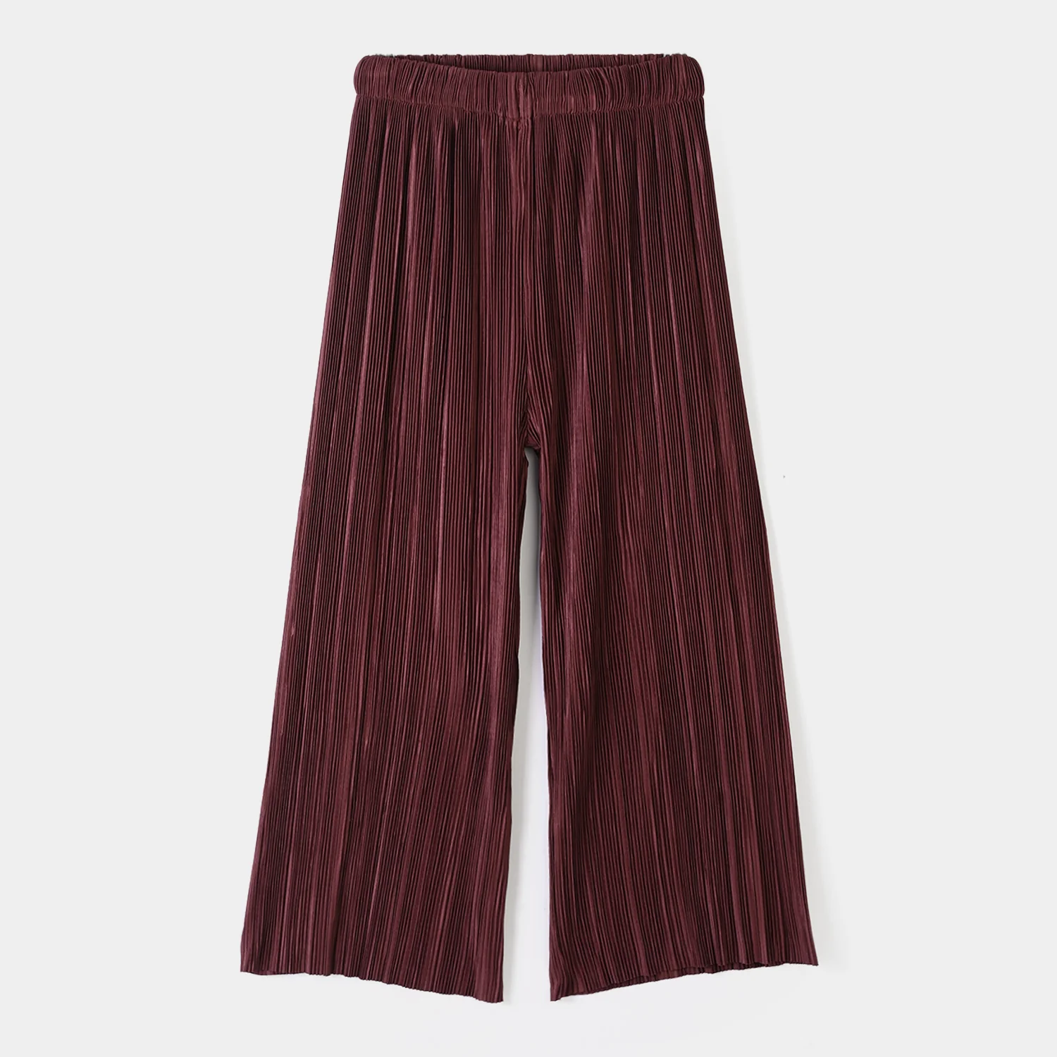 Girls Polyester Pleated Pant – Maroon - Image 3
