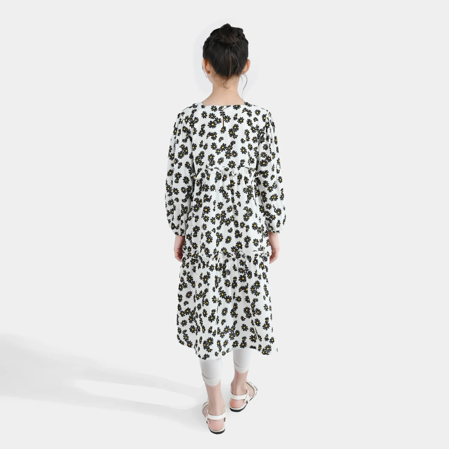 Girls Polyester Printed Frock Retro-Multi - Image 6