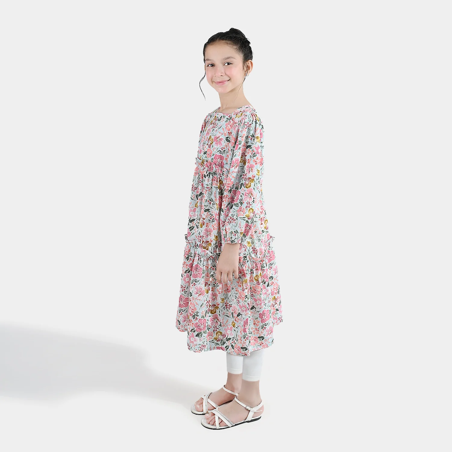 Girls Polyester Printed Frock Whimsical -Multi - Image 2