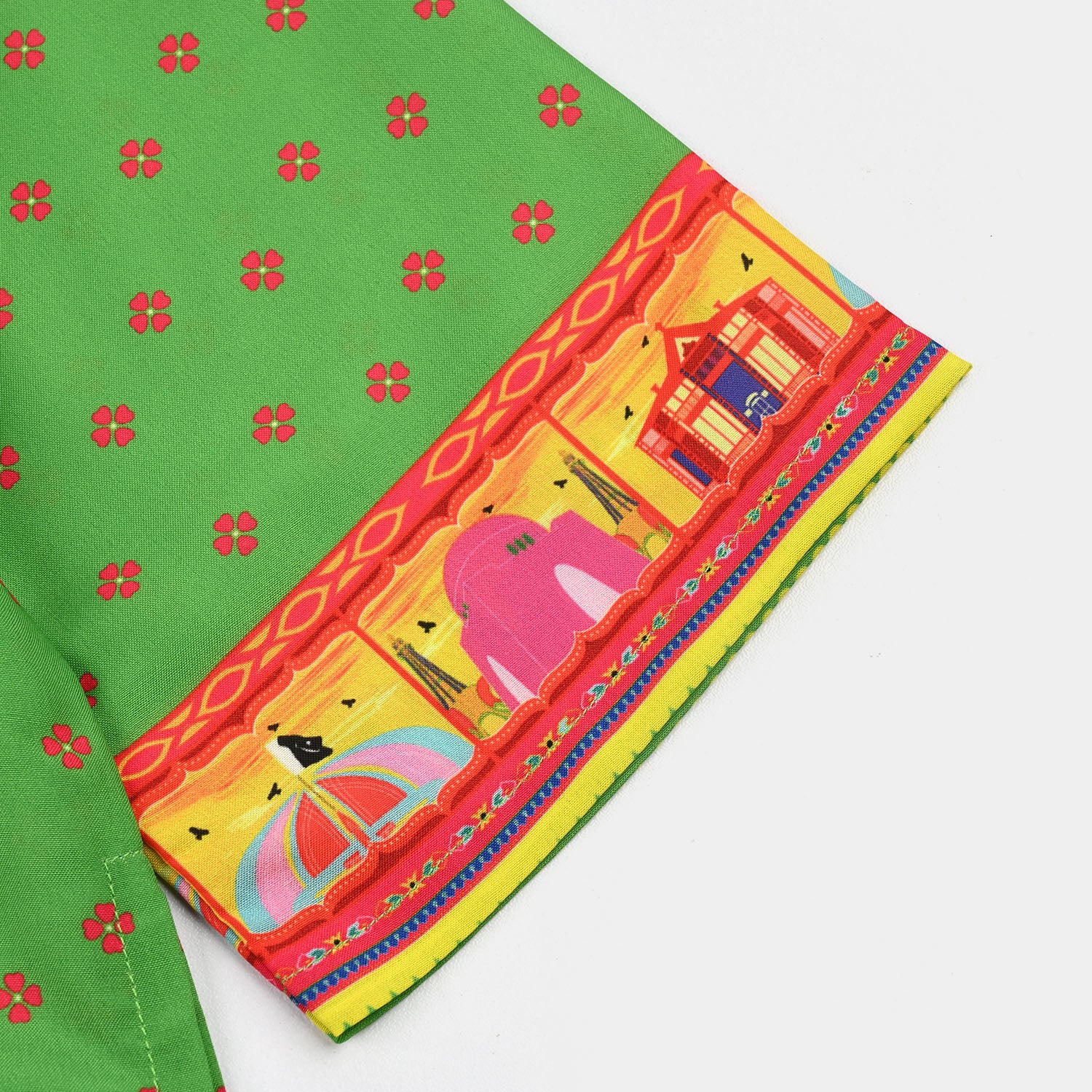Girls Coconut Tree Kurti – Light Green - Image 3