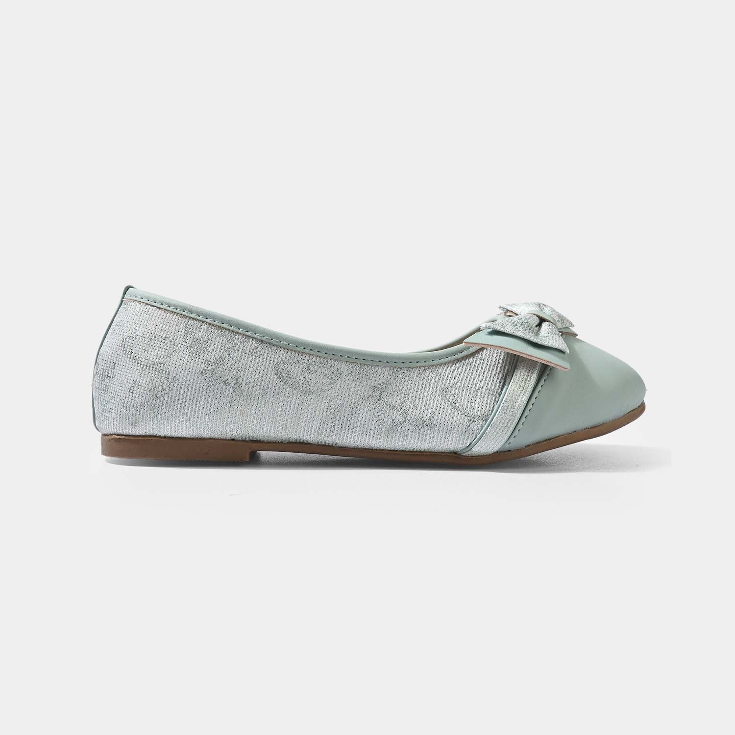 Girls Pumps 11-121 Shimmer Bow Ballerinas – Sea Green - Image 4