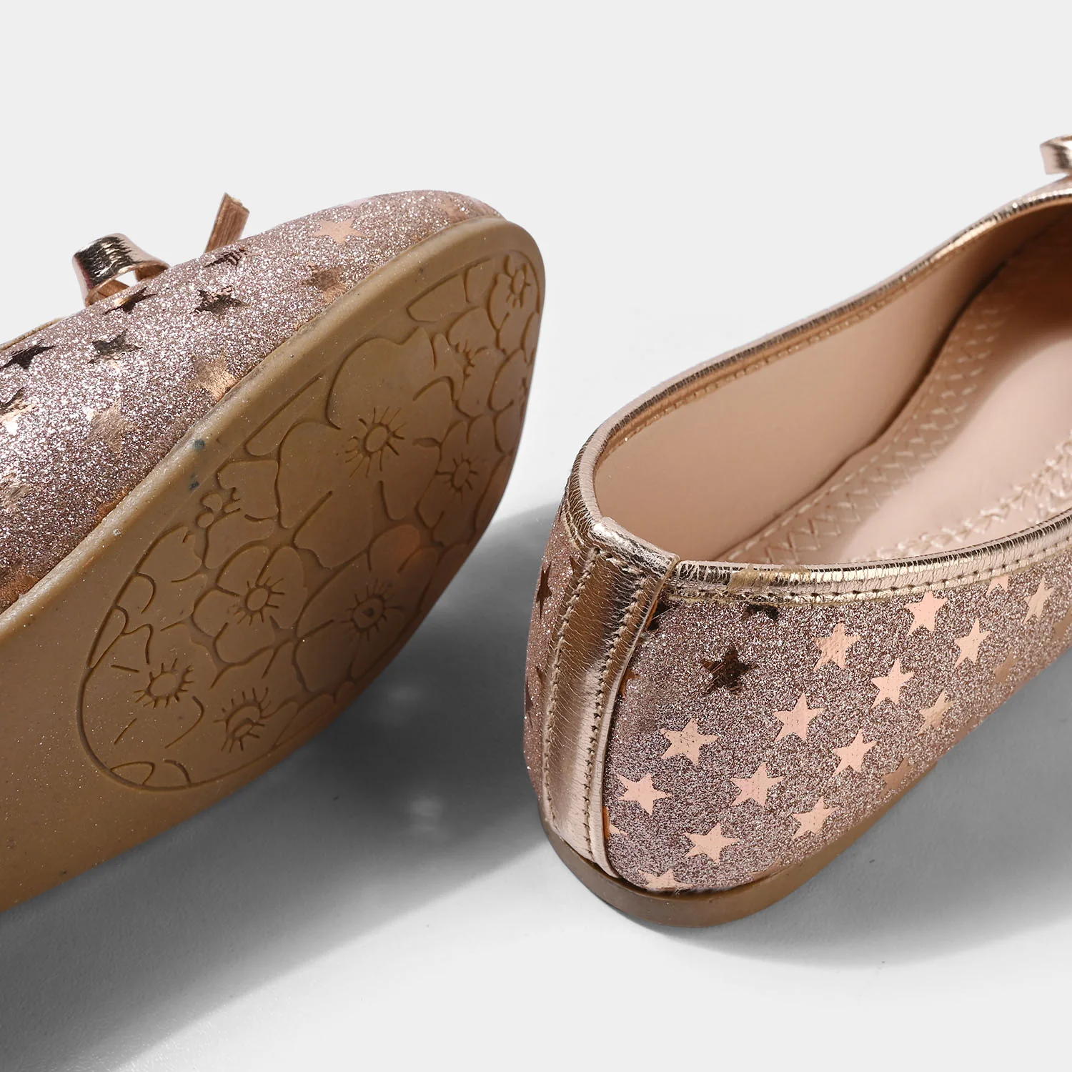 Girls Pumps 1360 Glitter Star Ballerinas – Champagne - Image 2