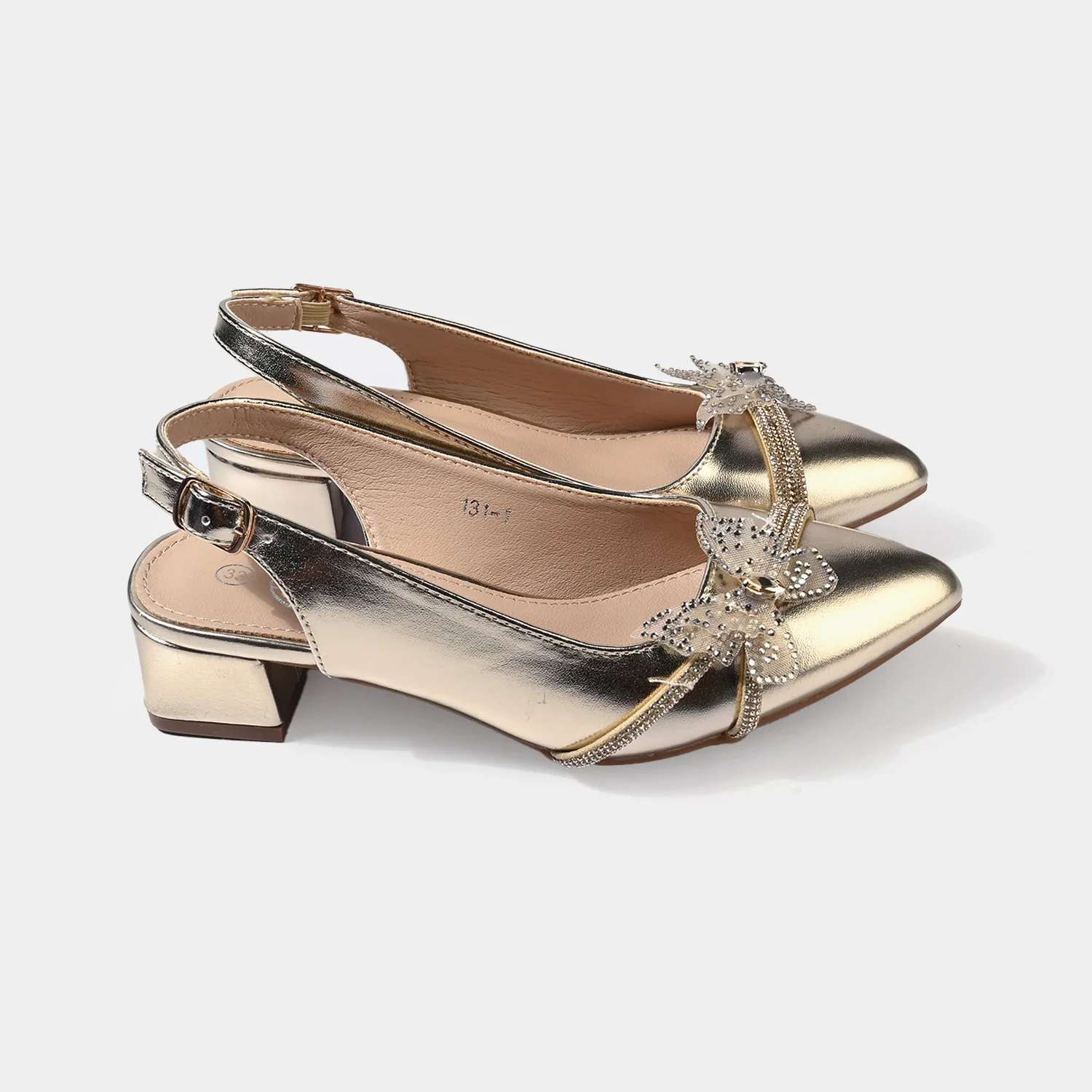 Girls Butterfly Pumps Heel 131-1-GOLDEN - Image 3