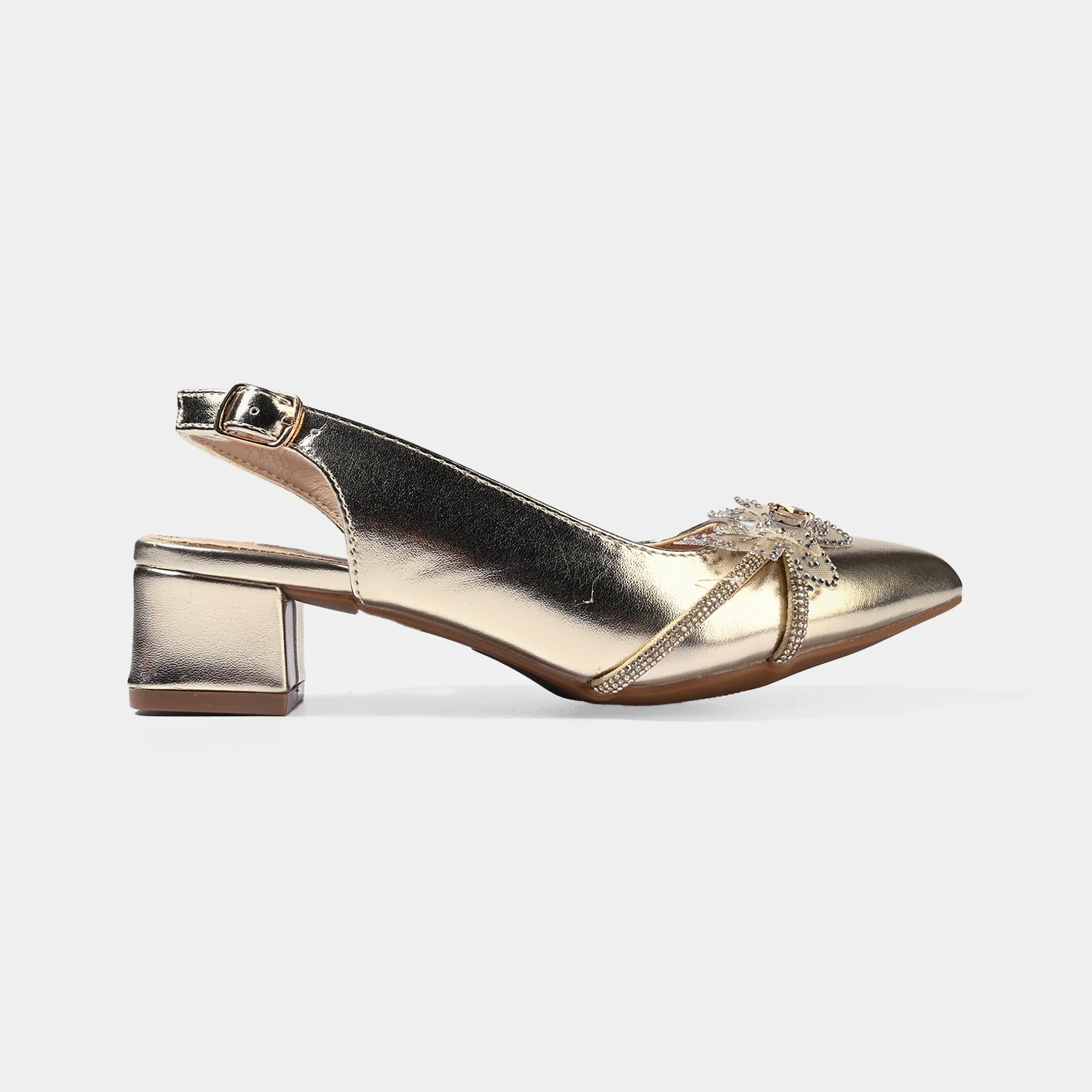 Girls Butterfly Pumps Heel 131-1-GOLDEN - Image 4
