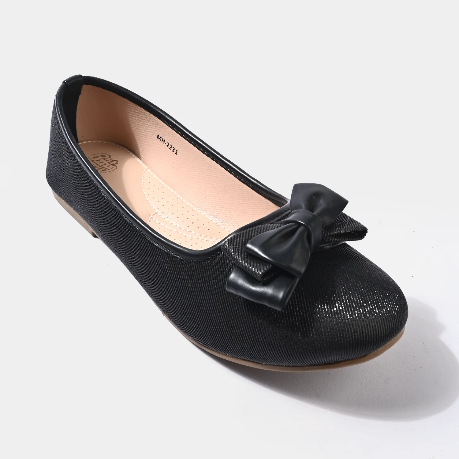 Girls Pumps MH-2231 Shimmer Bow Ballerinas – Black