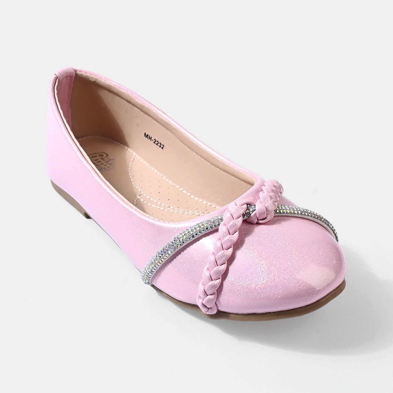 Girls Pumps MH-2232 Braided Rhinestone Ballerinas – Pink