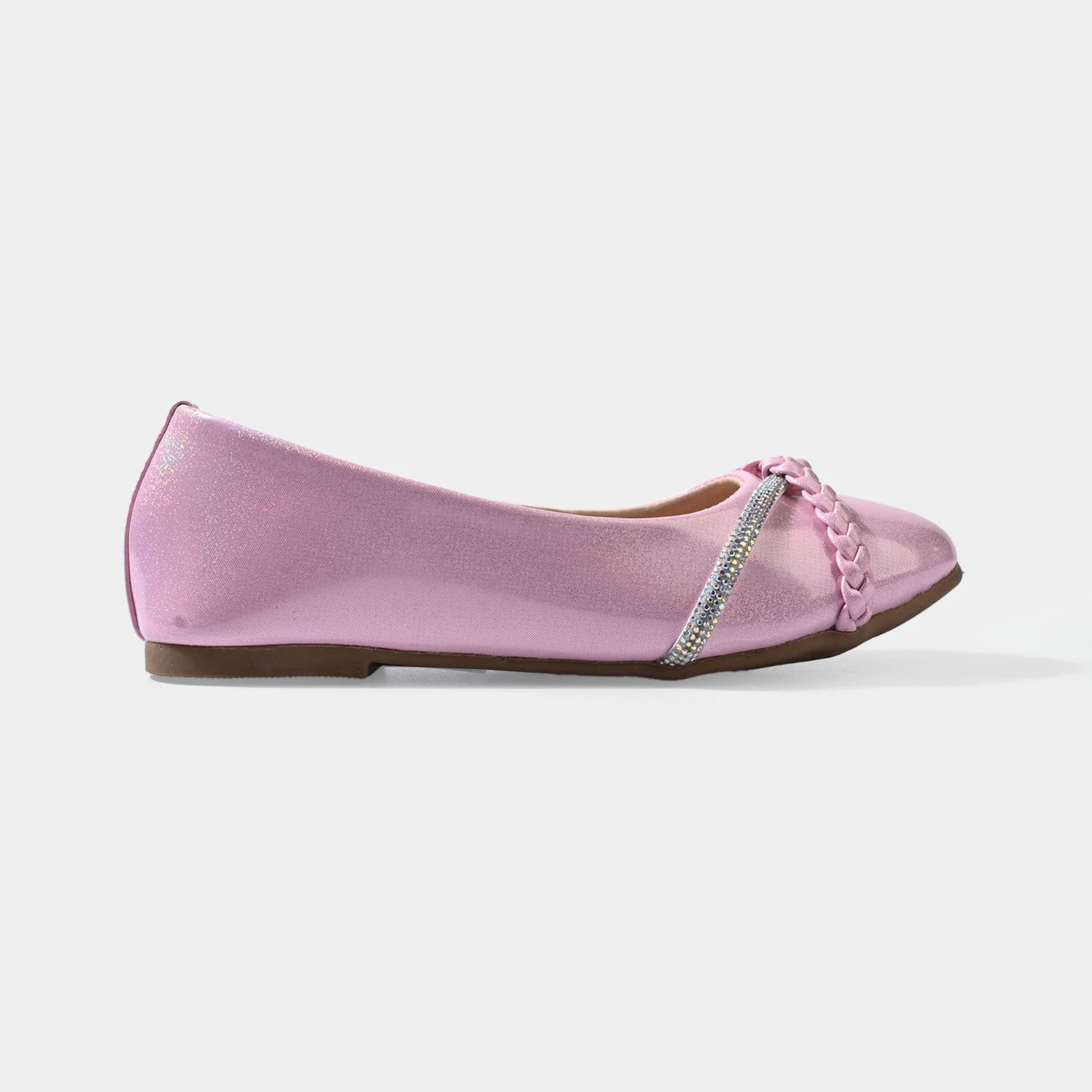 Girls Pumps MH-2232 Braided Rhinestone Ballerinas – Pink - Image 3