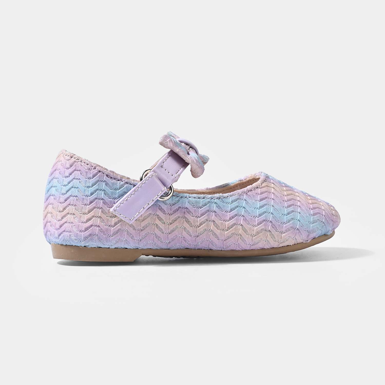 Girls Pumps ZP-098 – Purple with Mary Jane Strap and Bow - Image 3