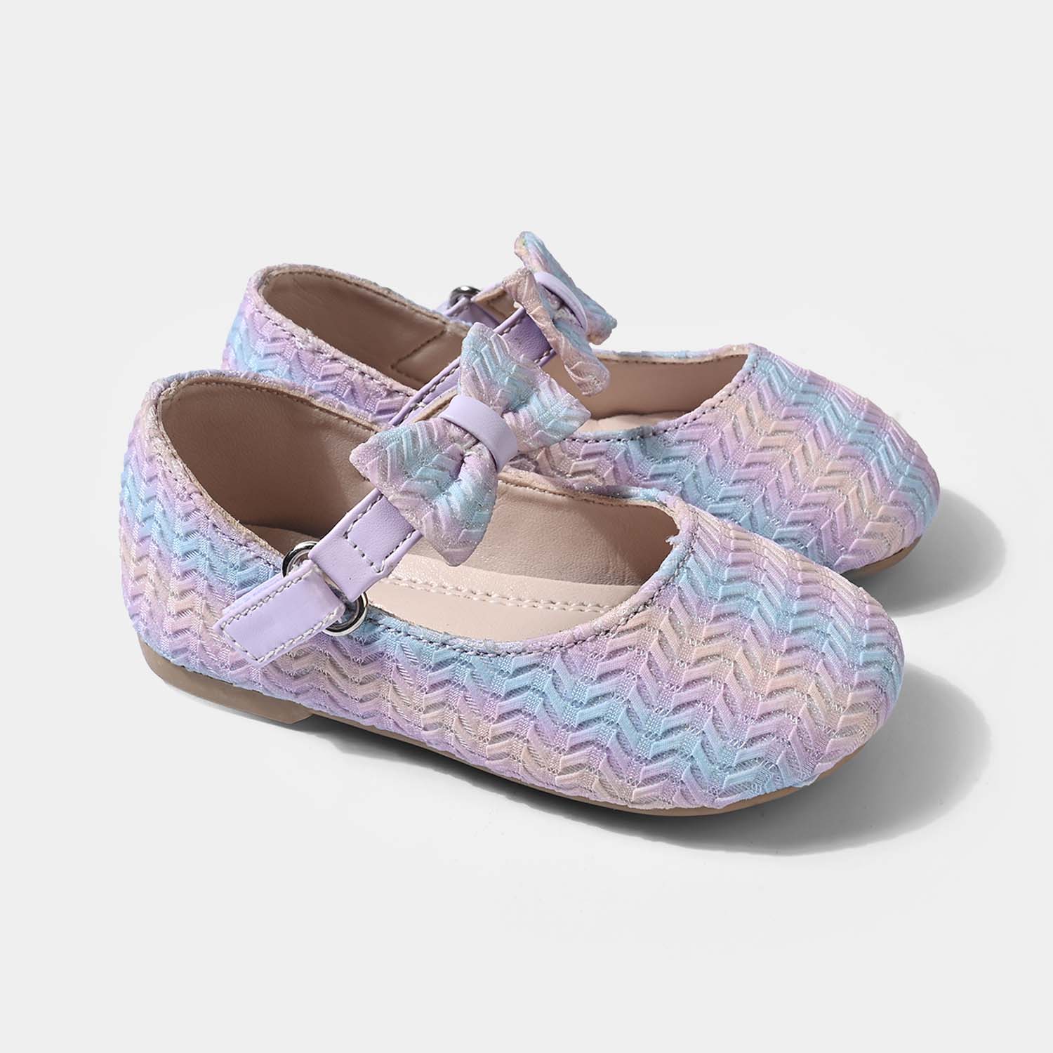 Girls Pumps ZP-098 – Purple with Mary Jane Strap and Bow - Image 4
