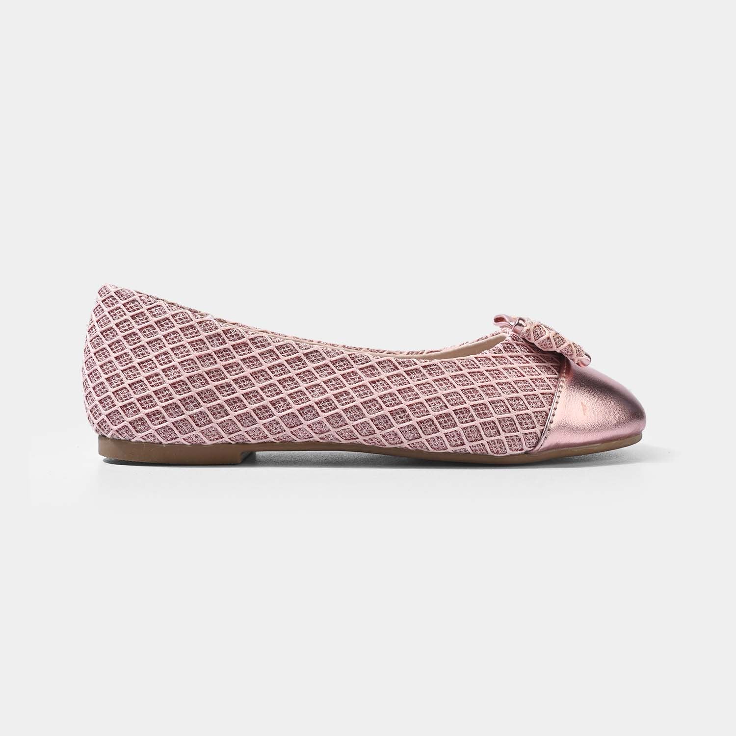 Girls Textured Bow Pumps ZP-102 – Champagne - Image 4