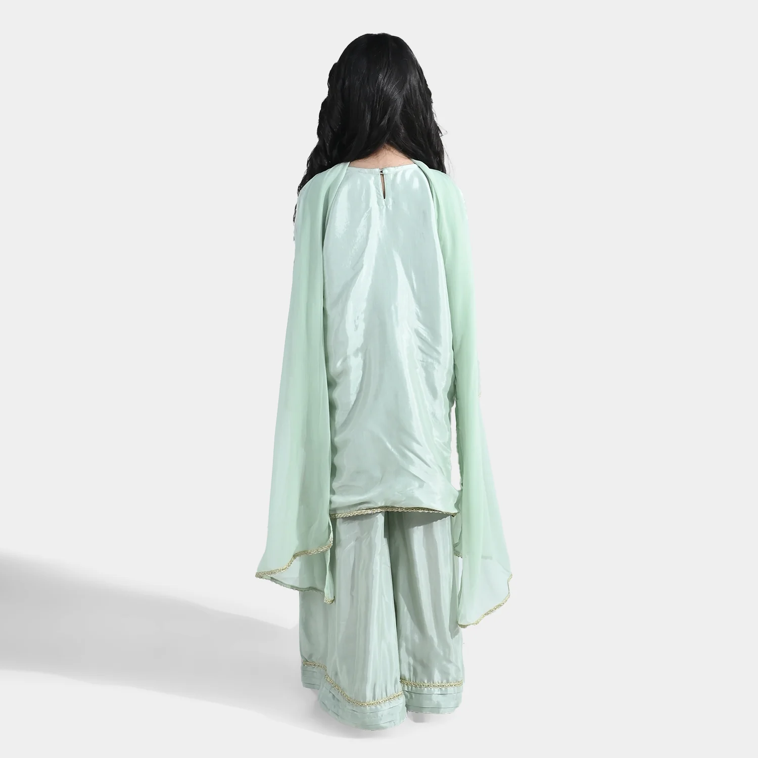 Girls Raw Silk 3Pcs (Gulshan) - Green - Image 5